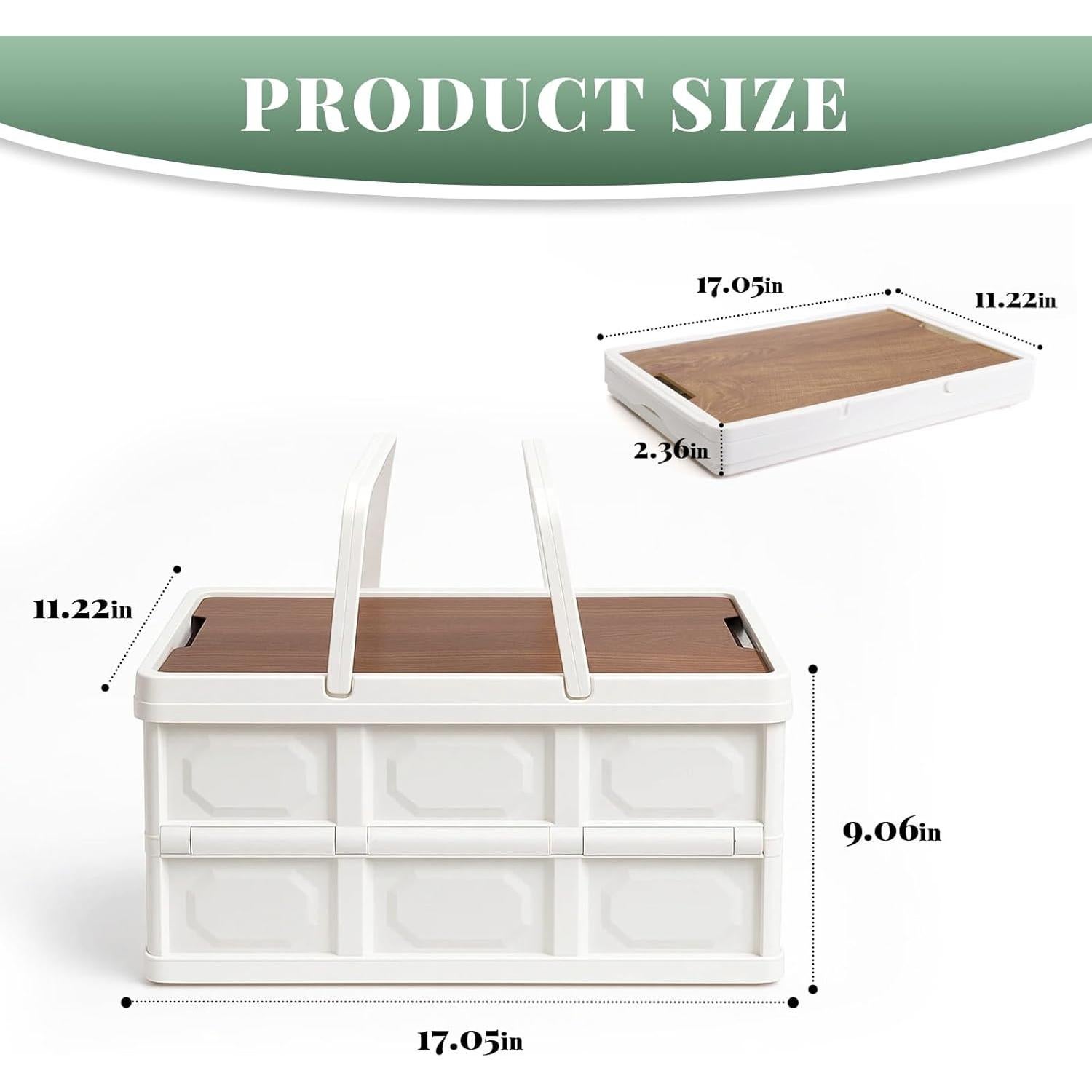Cesta de Picnic Plegable JCWPVA para 2-4 Personas con Tapa de Madera