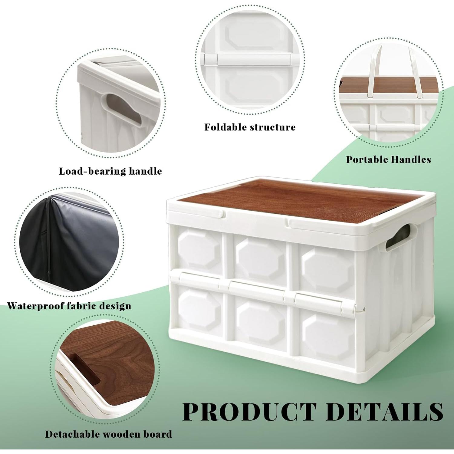 Cesta de Picnic Plegable JCWPVA para 2-4 Personas con Tapa de Madera