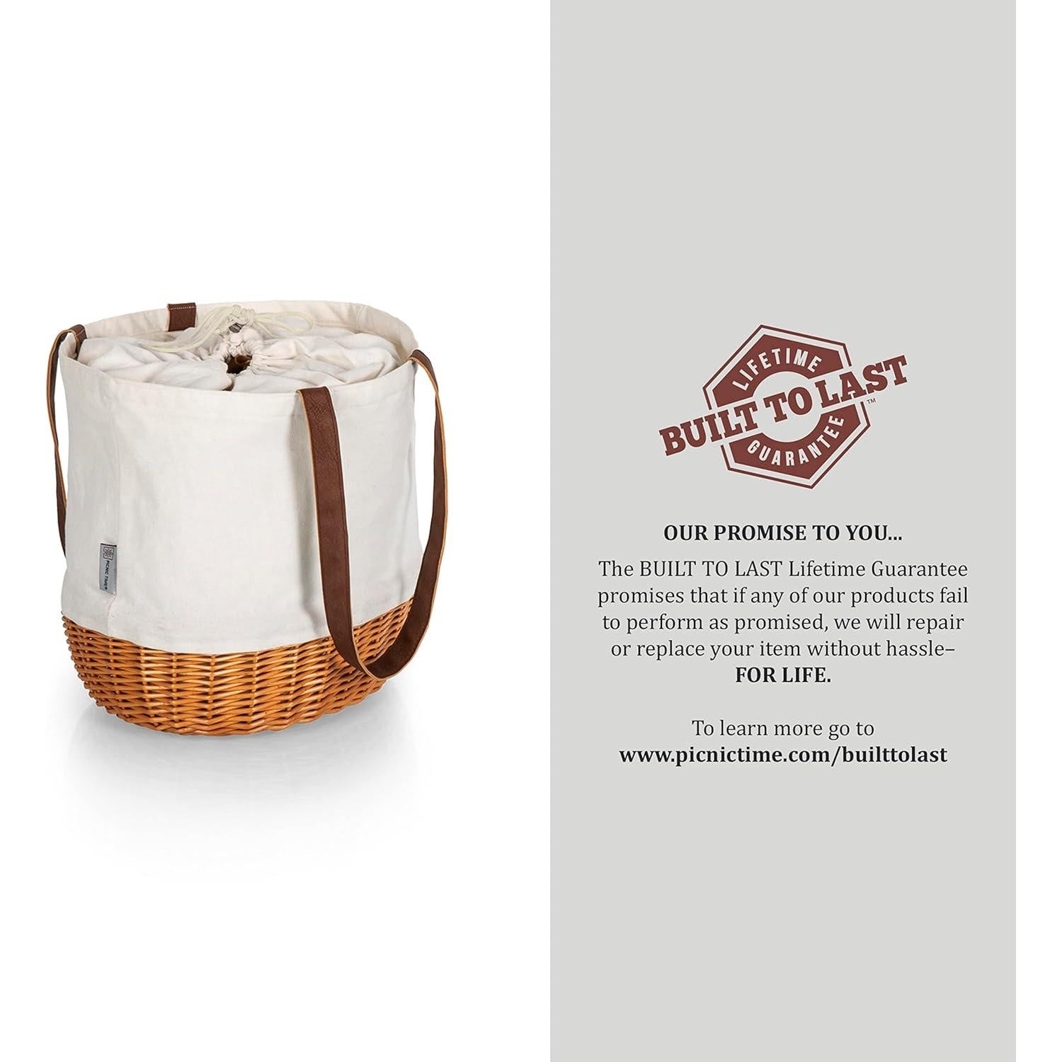 Canasto de Mimbre y Lona Coronado Picnic Time 35.88x29.05x34.04cm