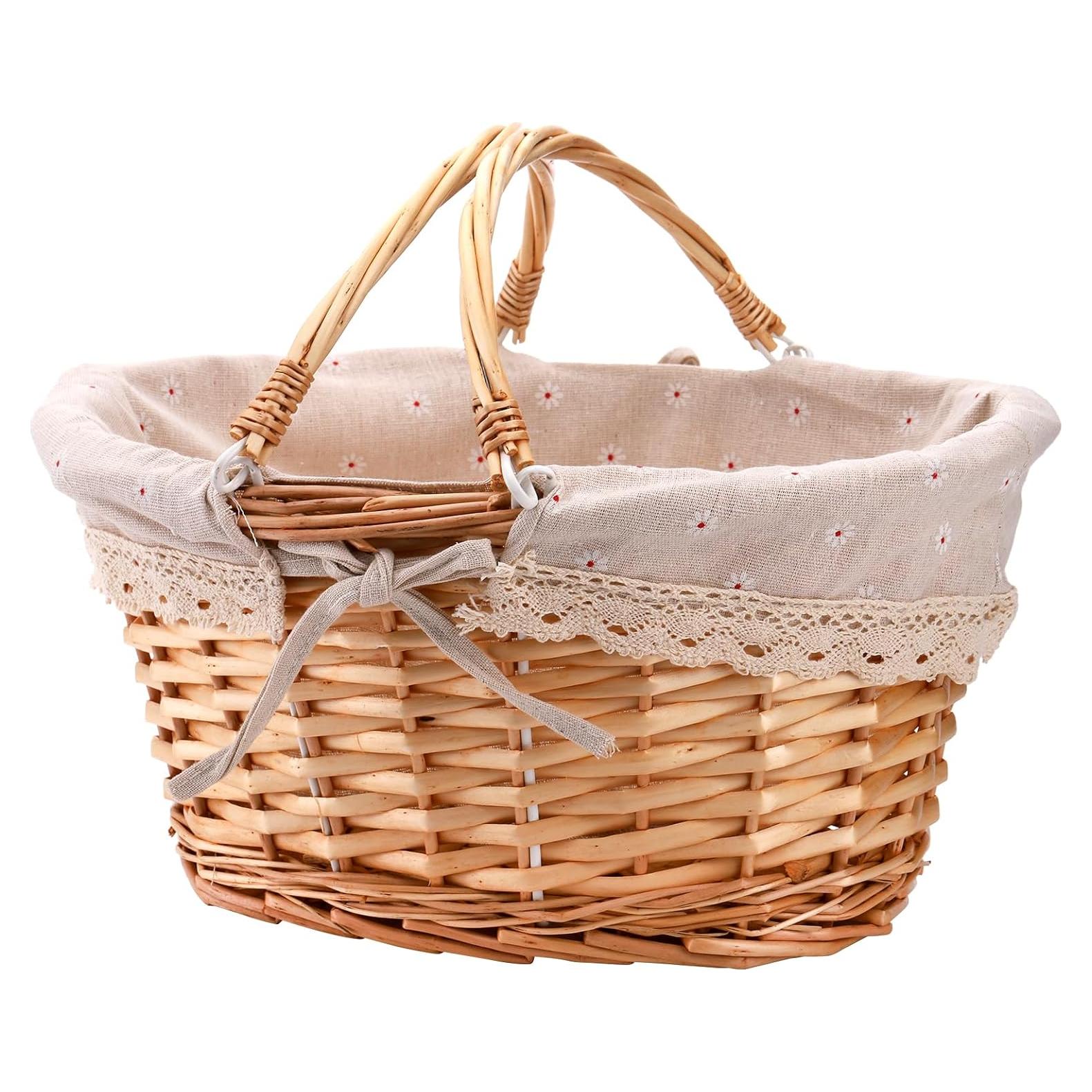 Cesta de Picnic de Mimbre Peohud 35.6x29x19.1cm Beige