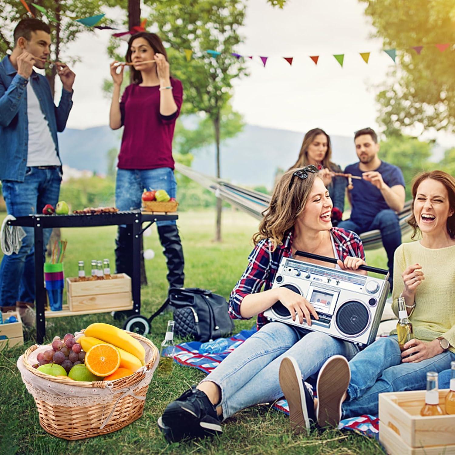 Cesta de Picnic de Mimbre Peohud 35.6x29x19.1cm Beige