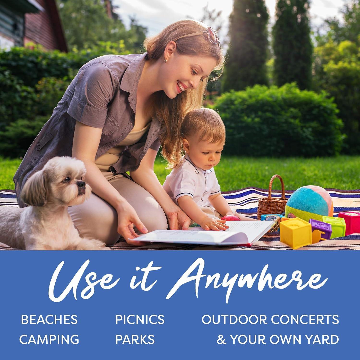 Manta de Picnic Scuddles Extra Grande 1.52x1.91m Rayas Azules