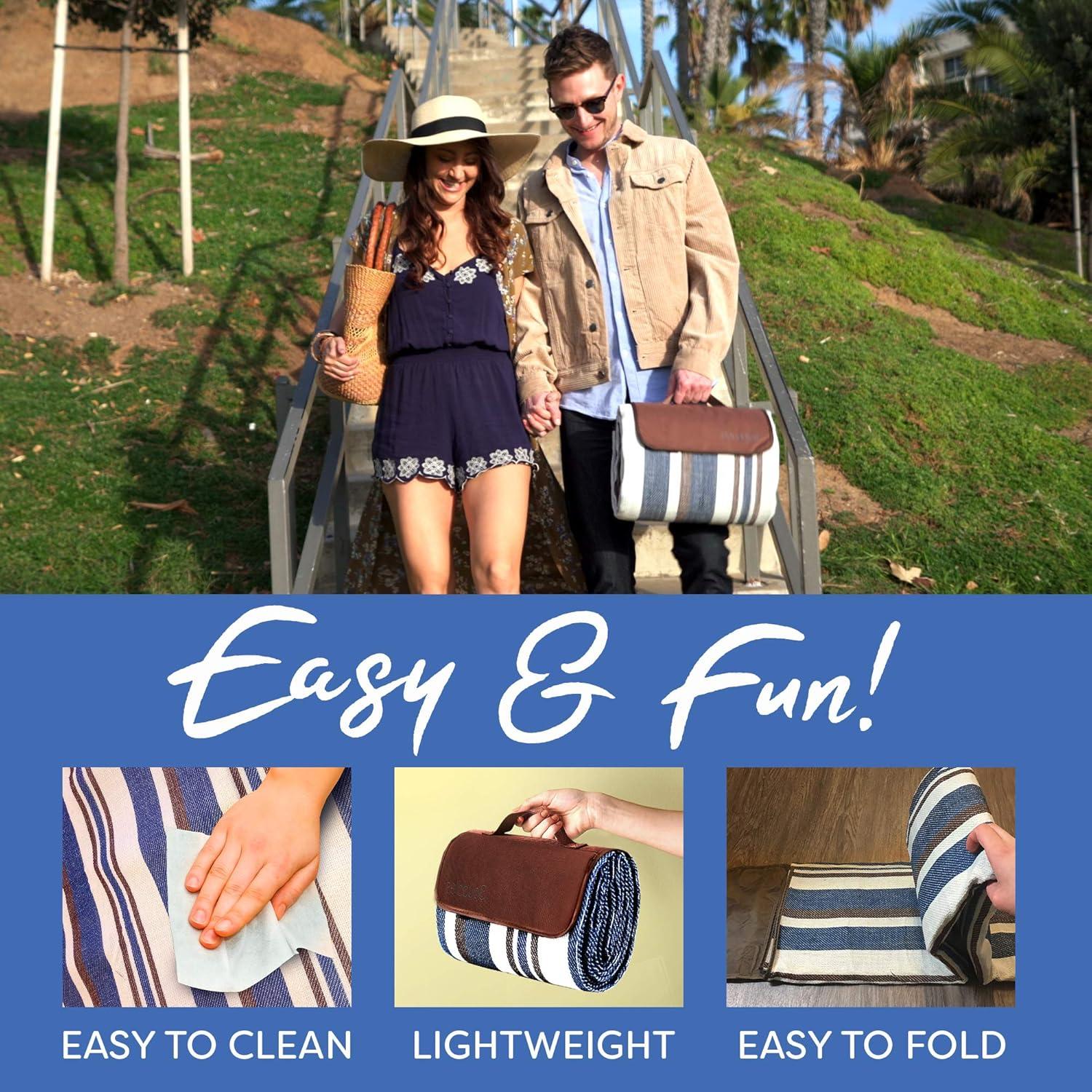 Manta de Picnic Scuddles Extra Grande 1.52x1.91m Rayas Azules