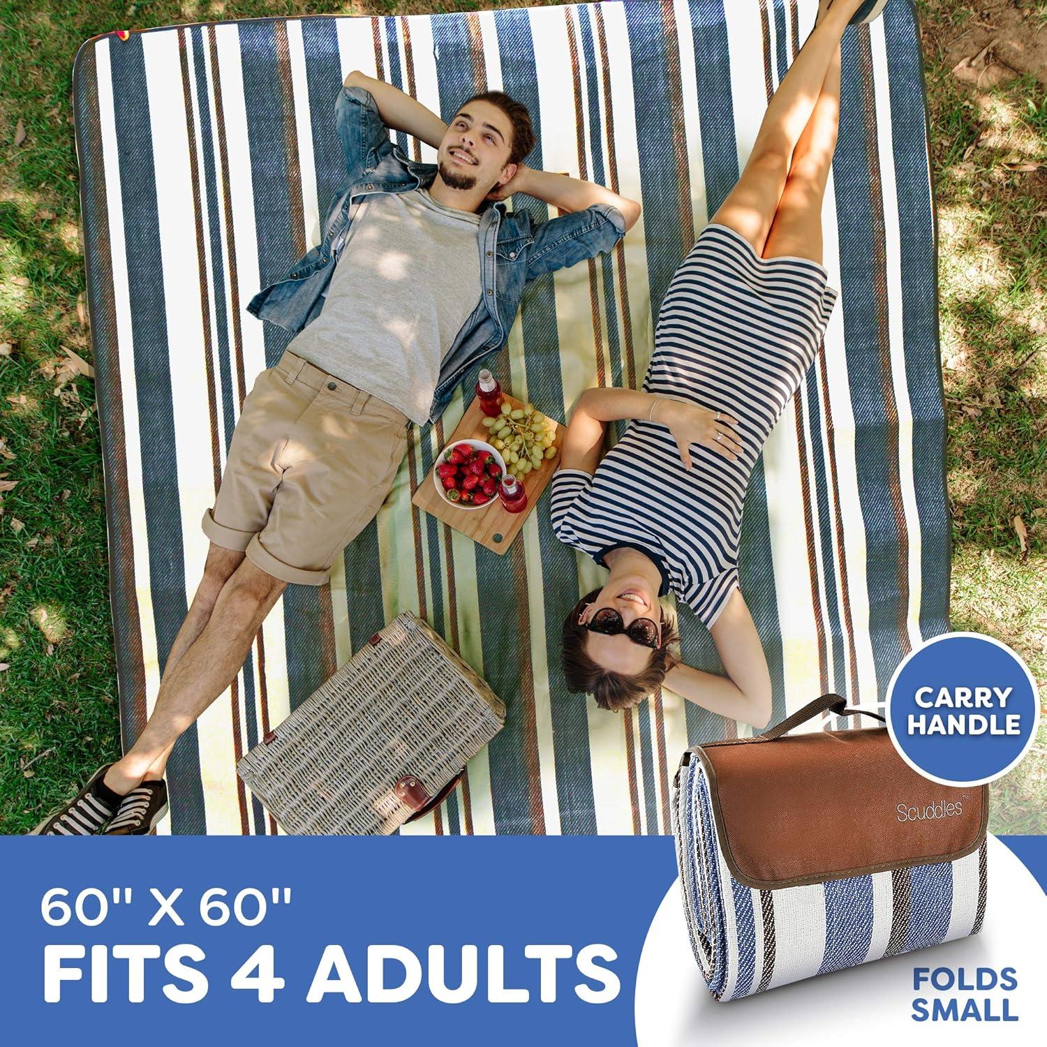 Manta de Picnic Scuddles Extra Grande 1.52x1.91m Rayas Azules