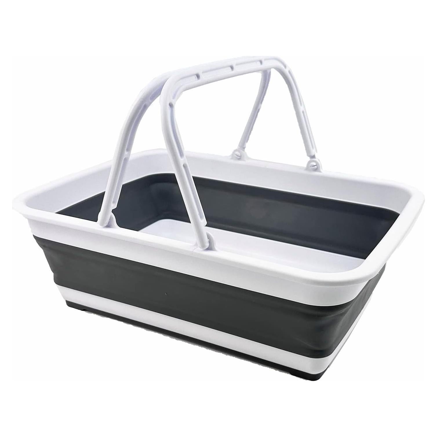 Cesta Plegable SAMMART 8L - Lavabo Portátil Camping Blanco/Gris