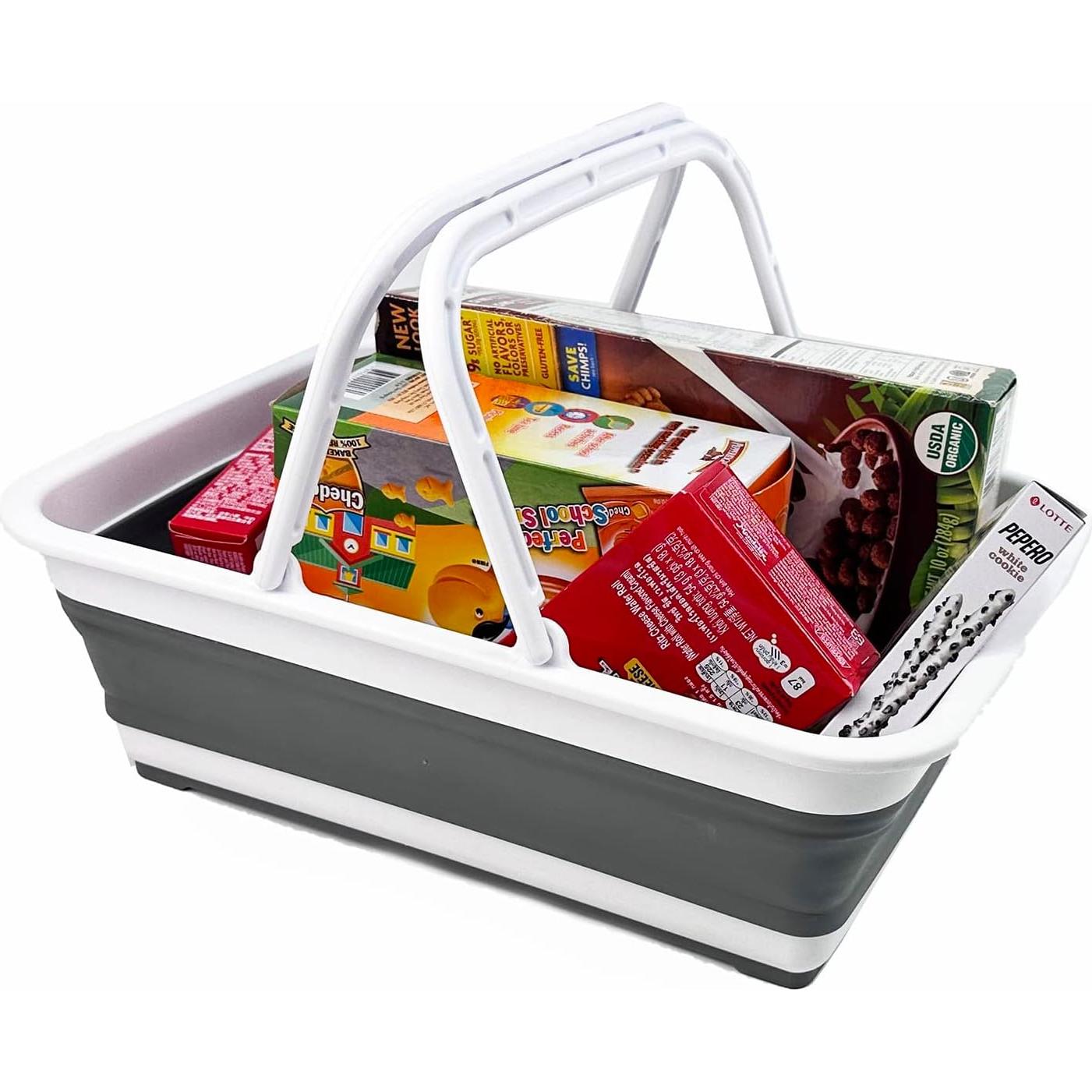 Cesta Plegable SAMMART 8L - Lavabo Portátil Camping Blanco/Gris