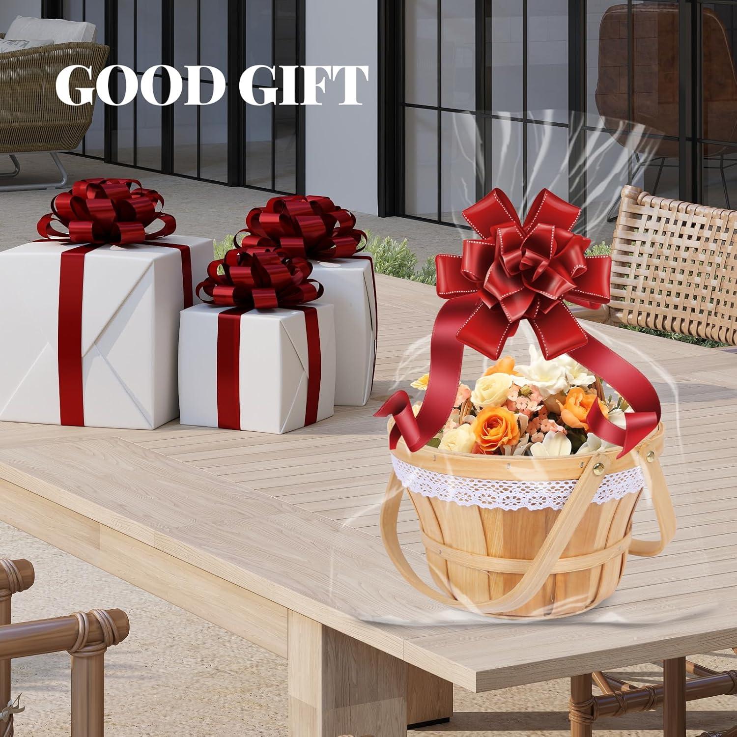 Cesta de Picnic Redonda YPshuye de Madera 25.4x16.5 cm 10 Pcs