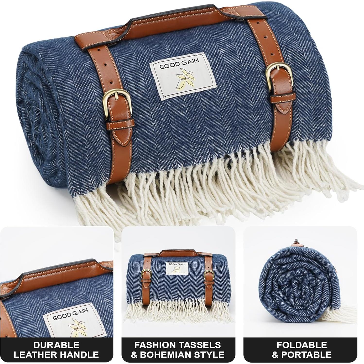 Manta de Picnic Impermeable G GOOD GAIN 203x152cm Azul