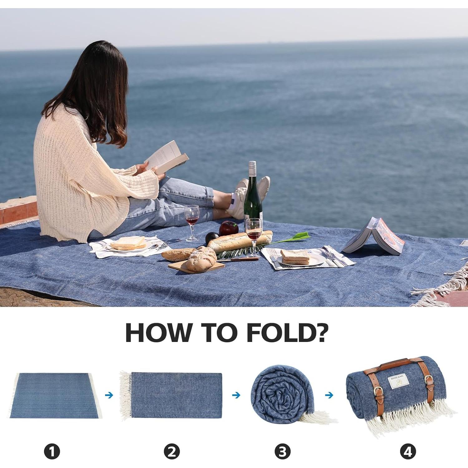 Manta de Picnic Impermeable G GOOD GAIN 203x152cm Azul