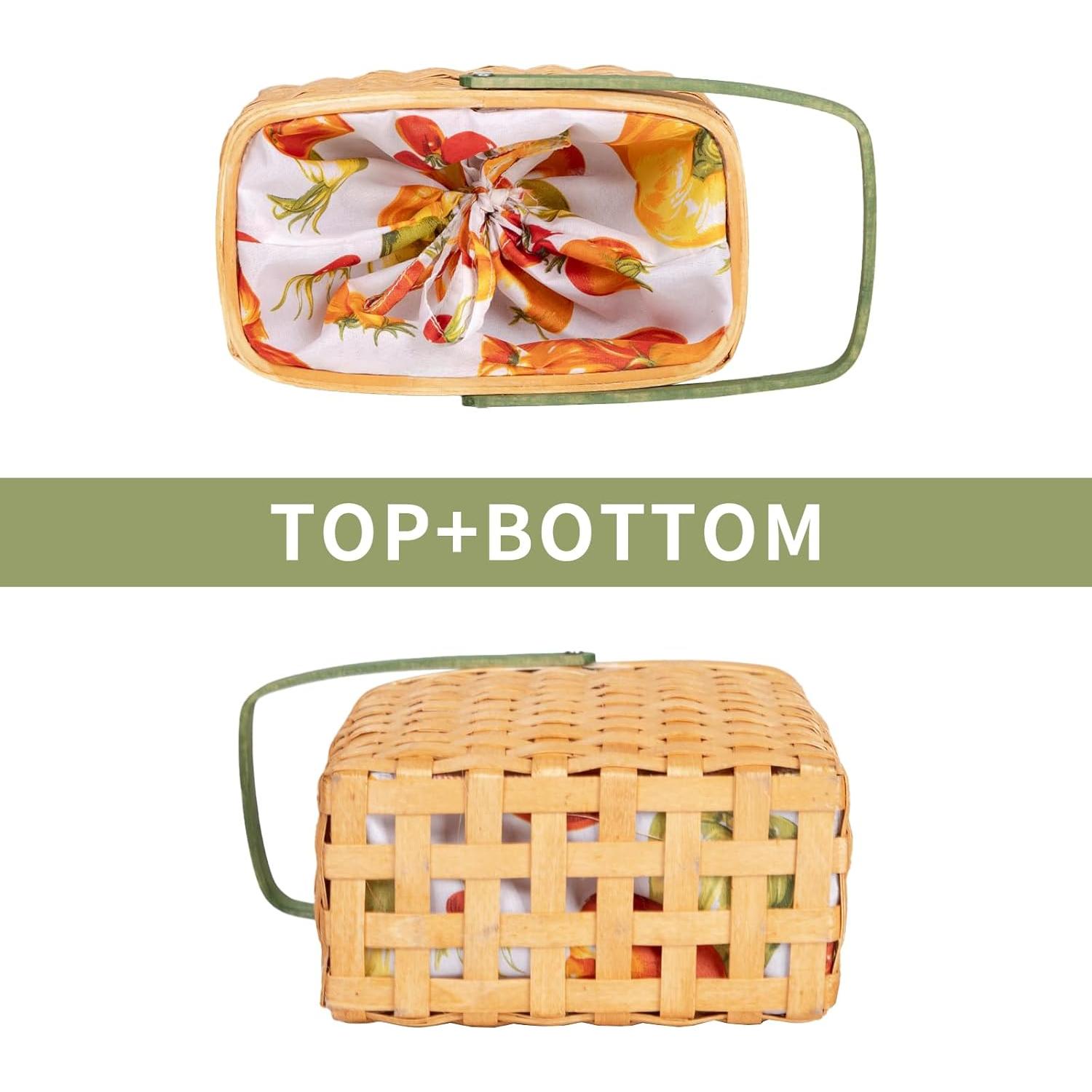 Cesta Tejida KINGWILLOW para Picnic y Regalos 23.5x13x20.5cm