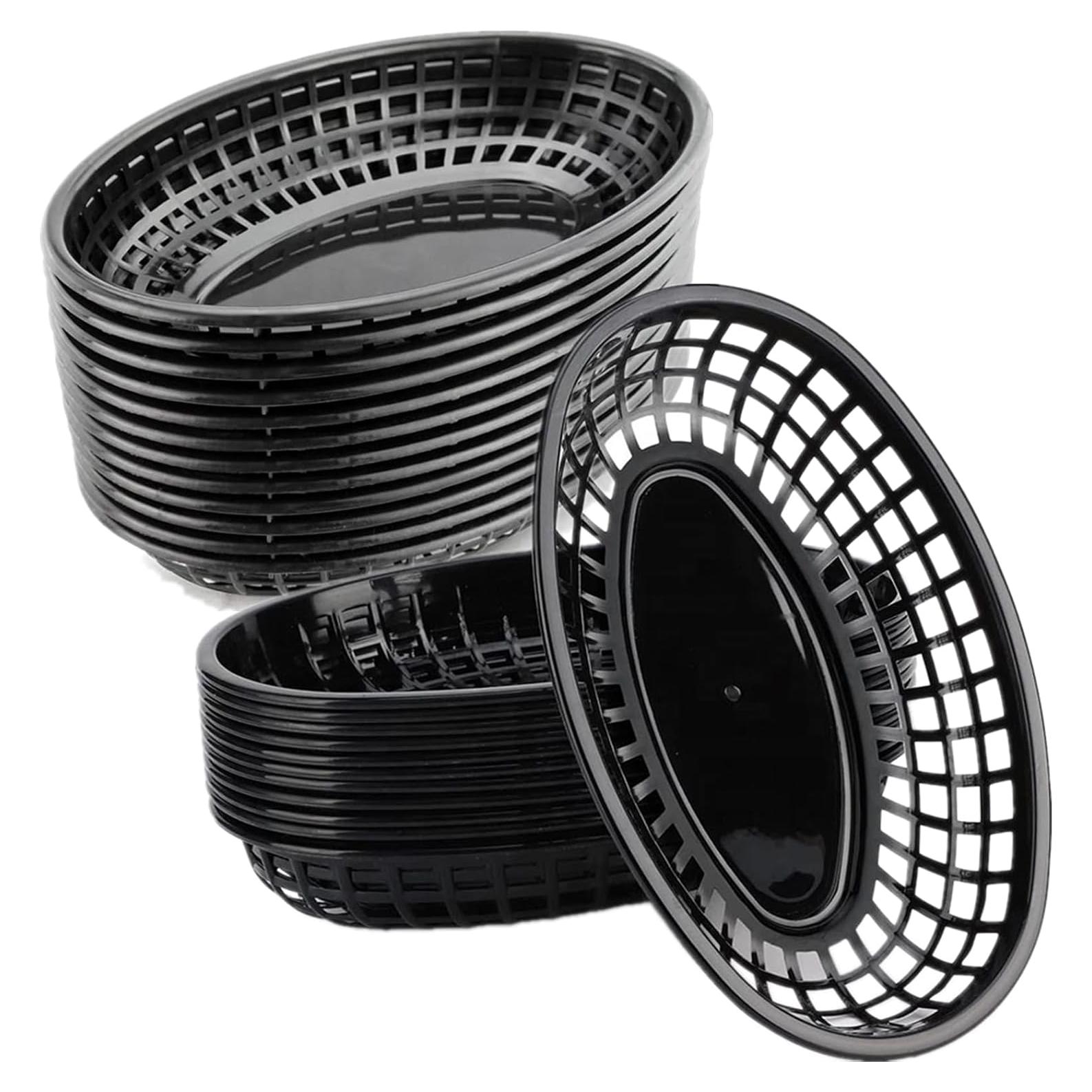 Paquete de 50 cestas ovaladas negras NROZIET 22.6x13.5 cm