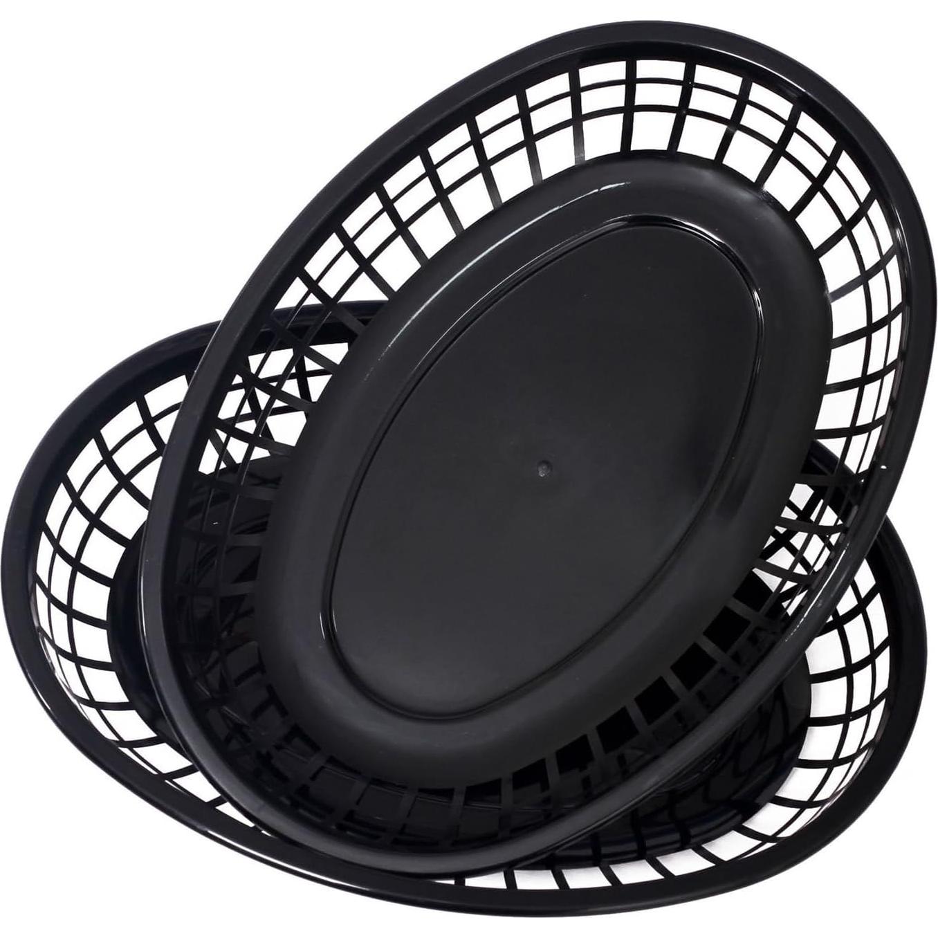 Paquete de 50 cestas ovaladas negras NROZIET 22.6x13.5 cm