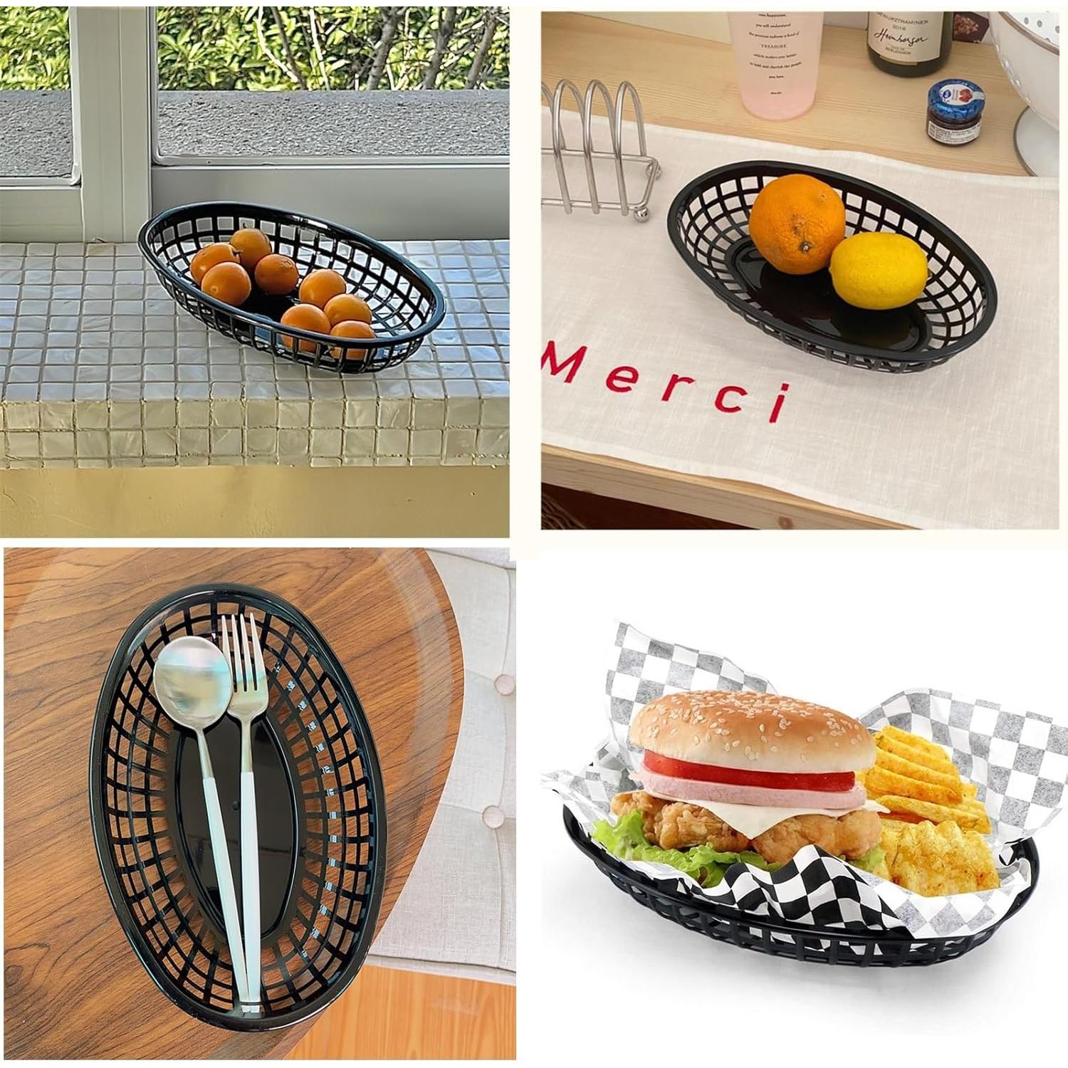 Paquete de 50 cestas ovaladas negras NROZIET 22.6x13.5 cm