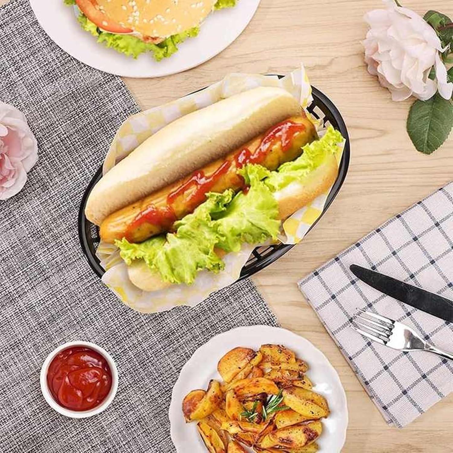 Paquete de 50 cestas ovaladas negras NROZIET 22.6x13.5 cm