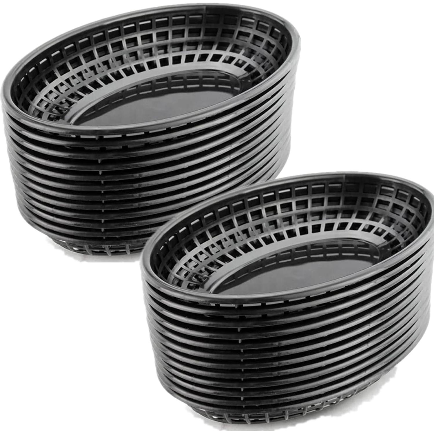 Paquete de 50 cestas ovaladas negras NROZIET 22.6x13.5 cm