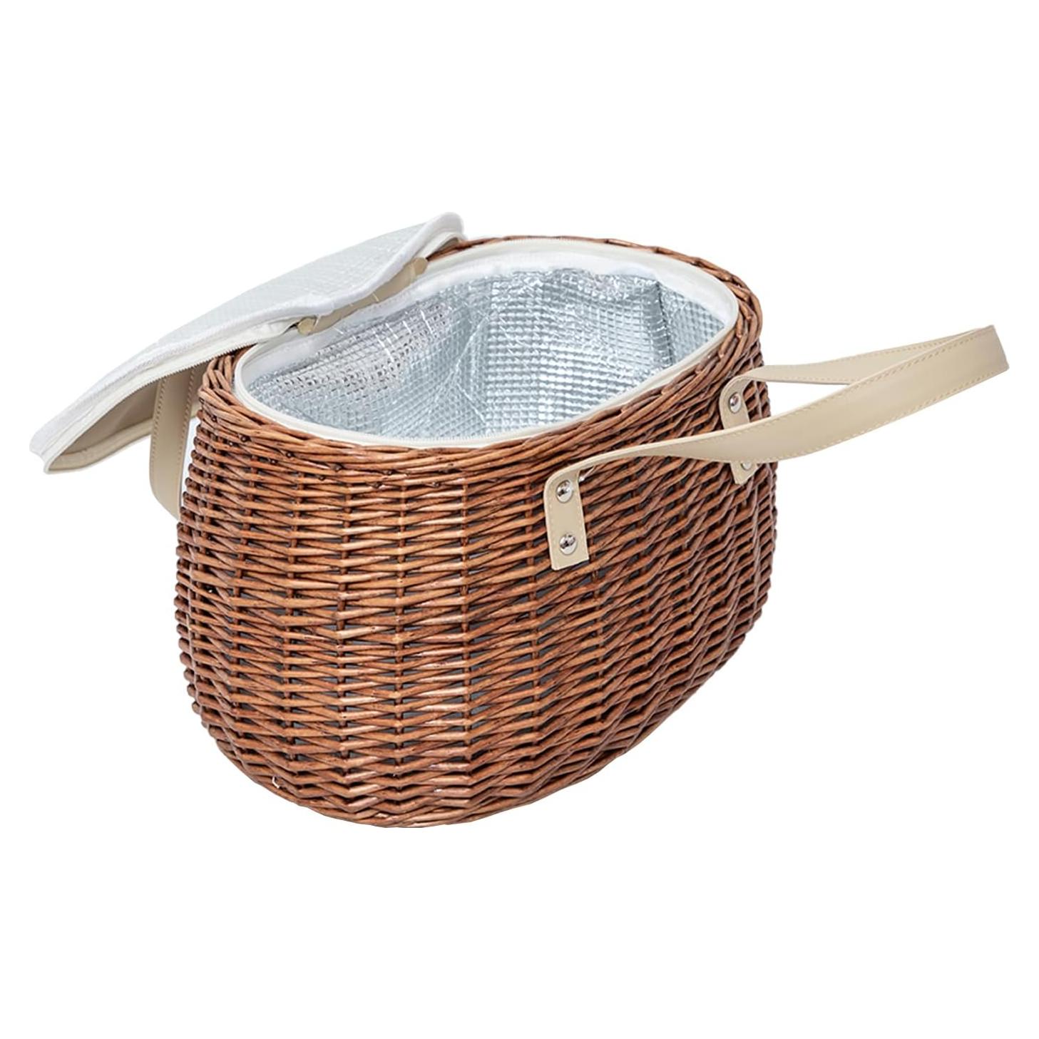 Cesta de Picnic Aislada KINGWILLOW de Mimbre Natural 34x24x19cm