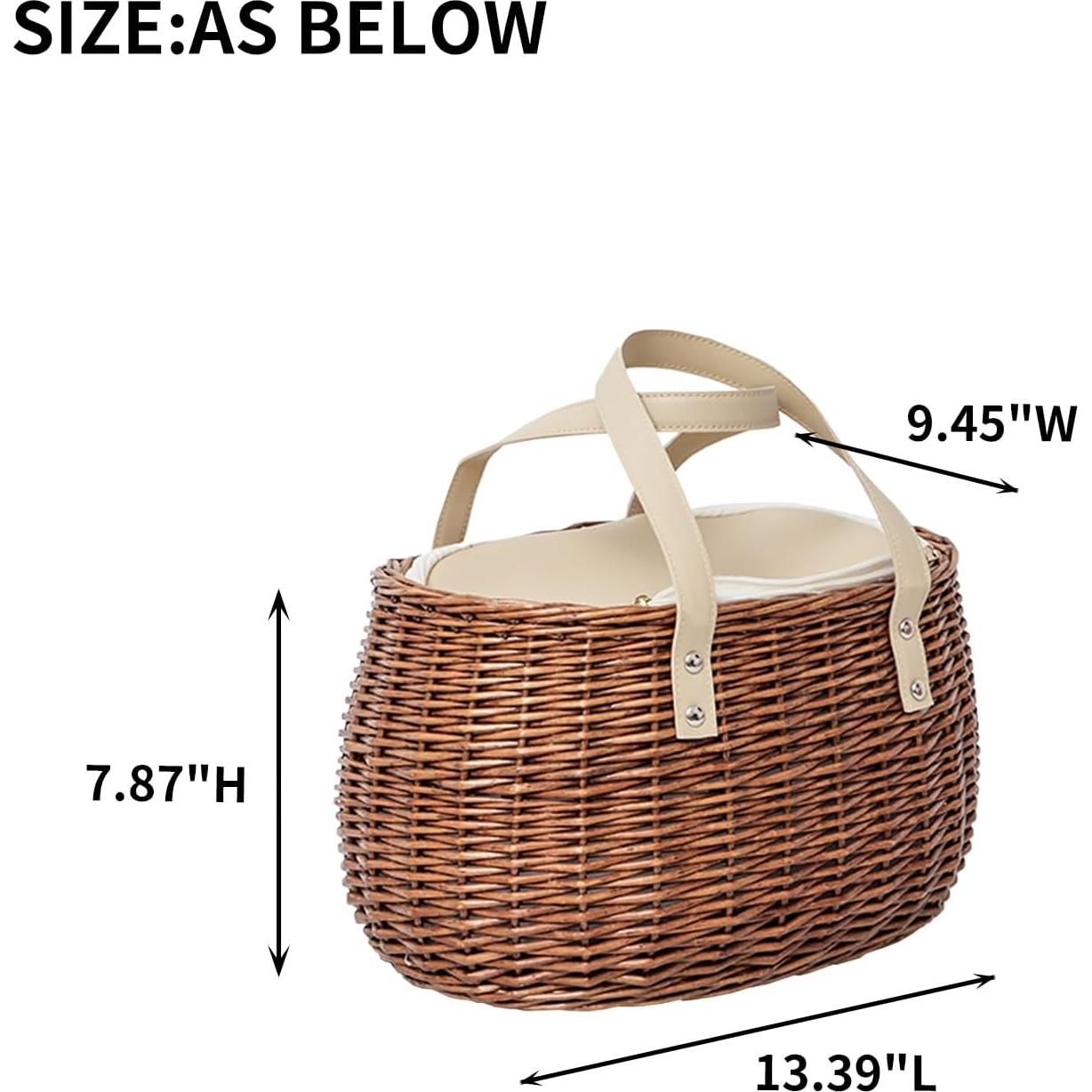 Cesta de Picnic Aislada KINGWILLOW de Mimbre Natural 34x24x19cm
