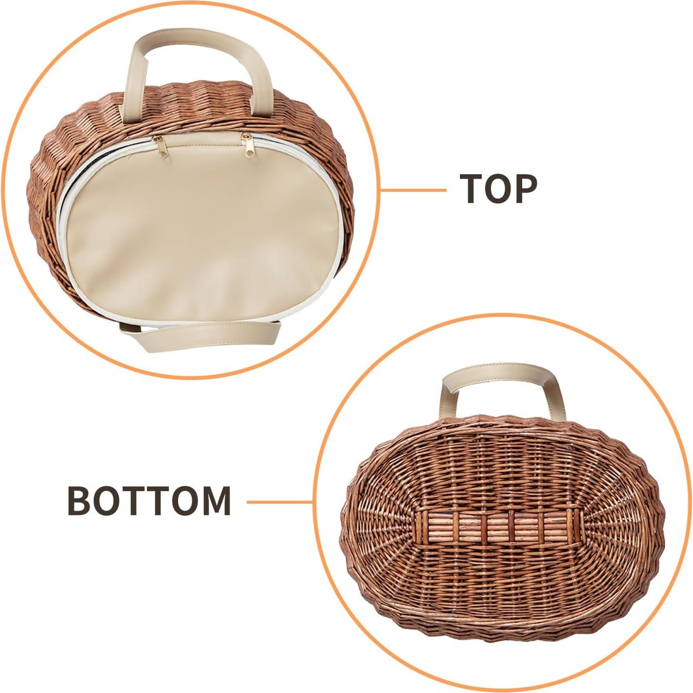 Cesta de Picnic Aislada KINGWILLOW de Mimbre Natural 34x24x19cm