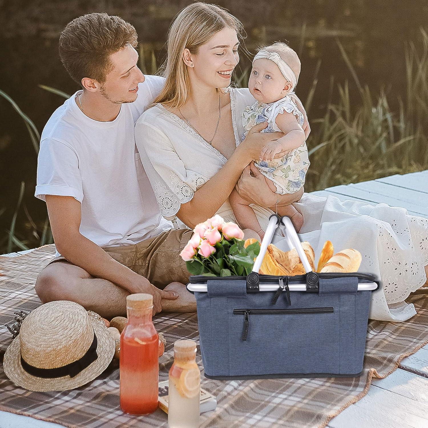 Cesta de Picnic Plegable SIYUAN 27L Aislada Azul