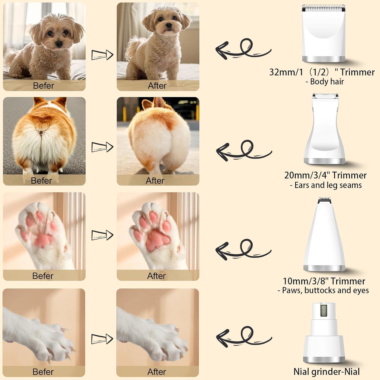 Recortadora de Pelo para Mascotas Virtulance 4 en 1 Inalámbrica