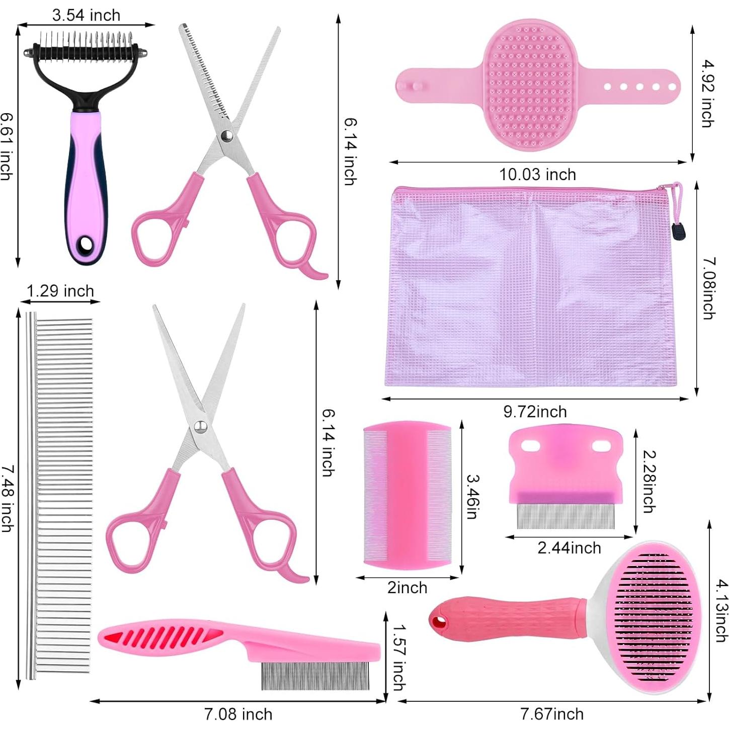 Complete Pet Grooming Solution by Dog - 9PCS Kit with Slicker Brush, Deshedding Tool, and Grooming Comb for All Breeds and Sizes, Promotes Healthy Skin and Coat