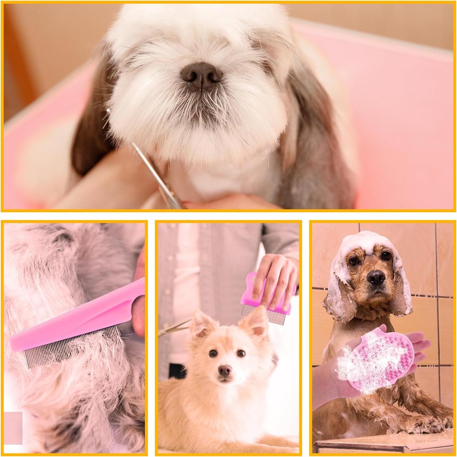 Complete Pet Grooming Solution by Dog - 9PCS Kit with Slicker Brush, Deshedding Tool, and Grooming Comb for All Breeds and Sizes, Promotes Healthy Skin and Coat