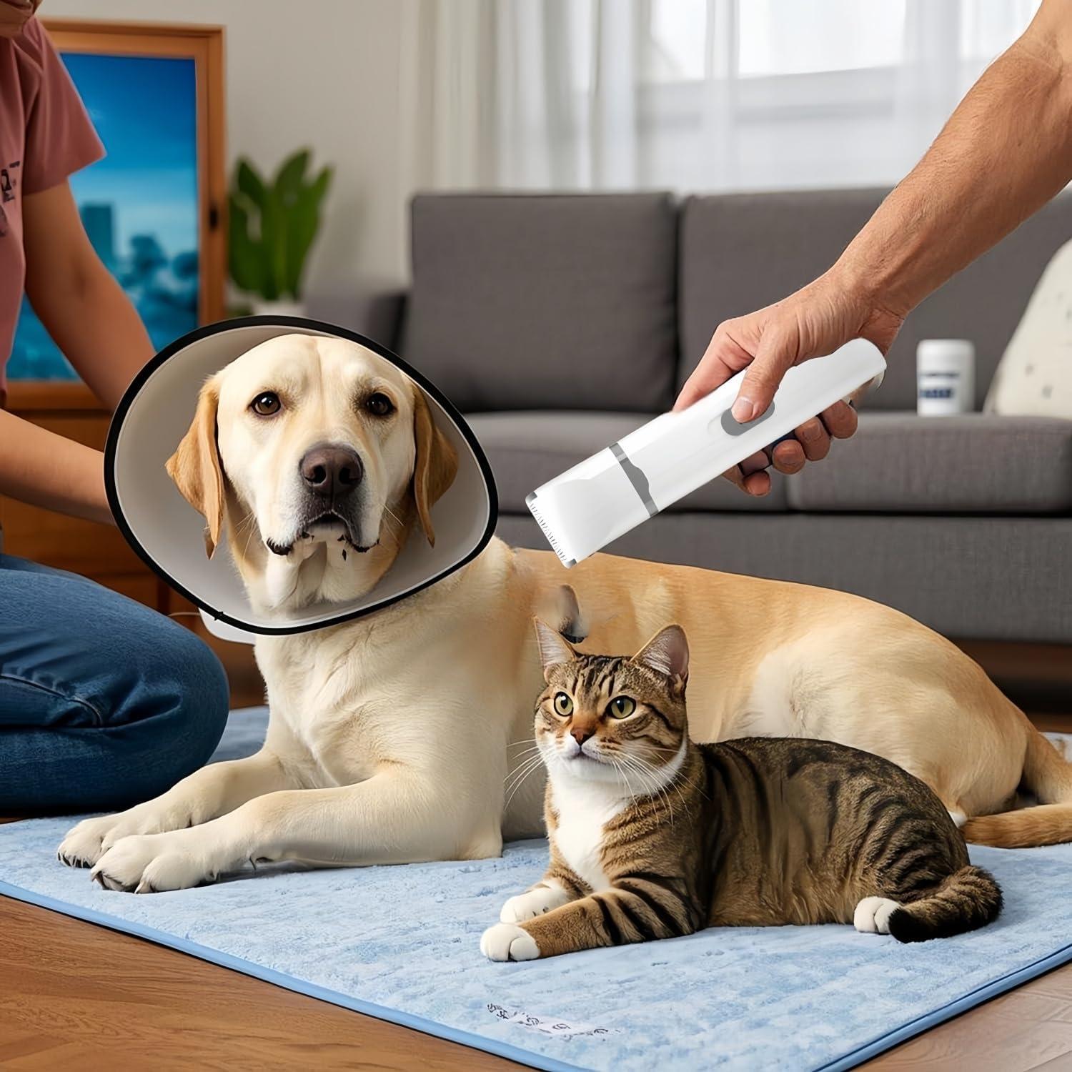 Dog Clippers Grooming Kit Hair Clipper-Low Noise Paw Trimmer- Rechargeable - Cordless Quiet Nail Grinder Shaver for Cats and Other Pets