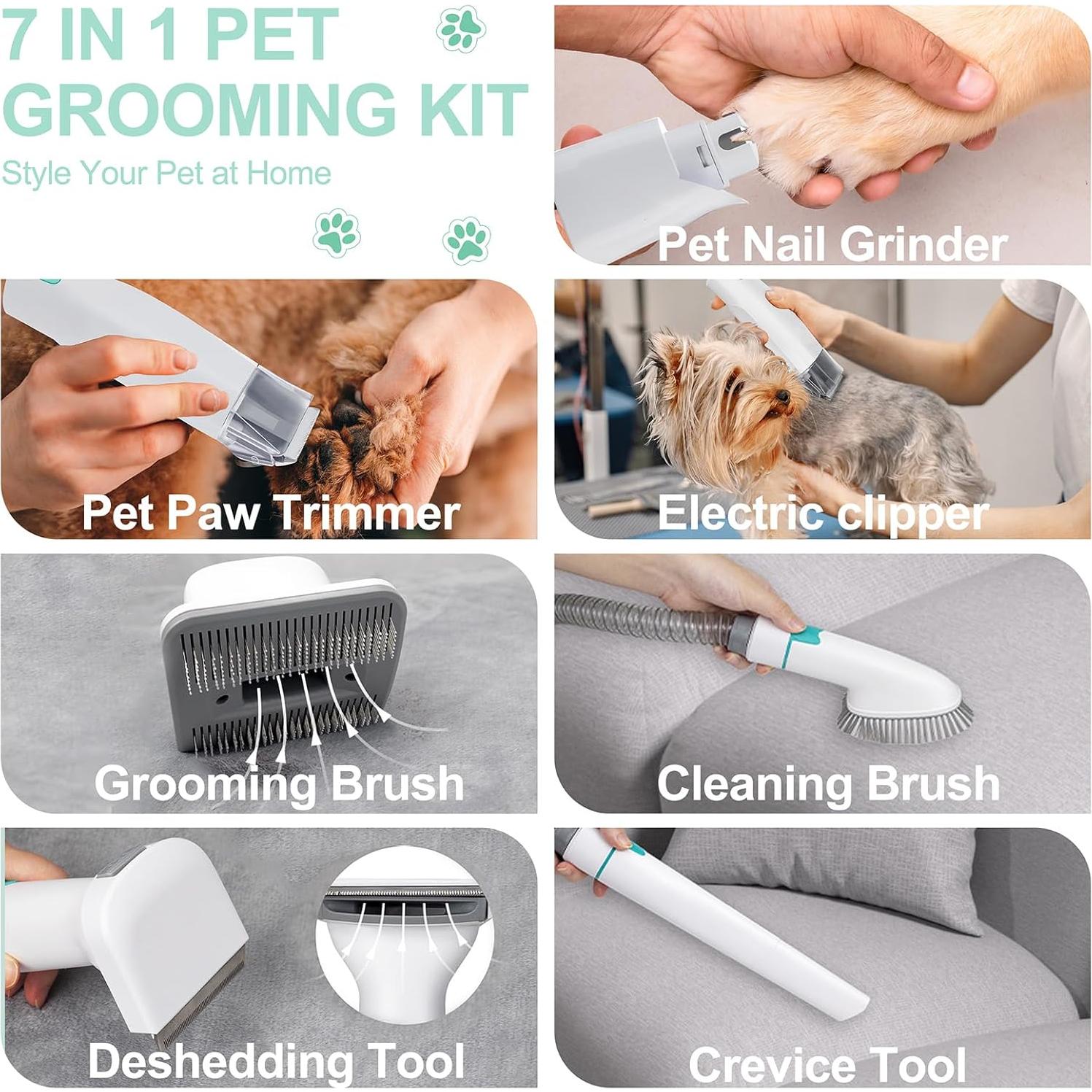 Kit de Acicalamiento 7 en 1 IEVENW para Perros y Gatos Blanco