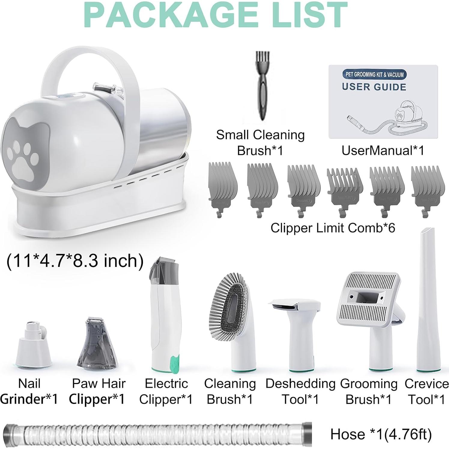 Kit de Acicalamiento 7 en 1 IEVENW para Perros y Gatos Blanco