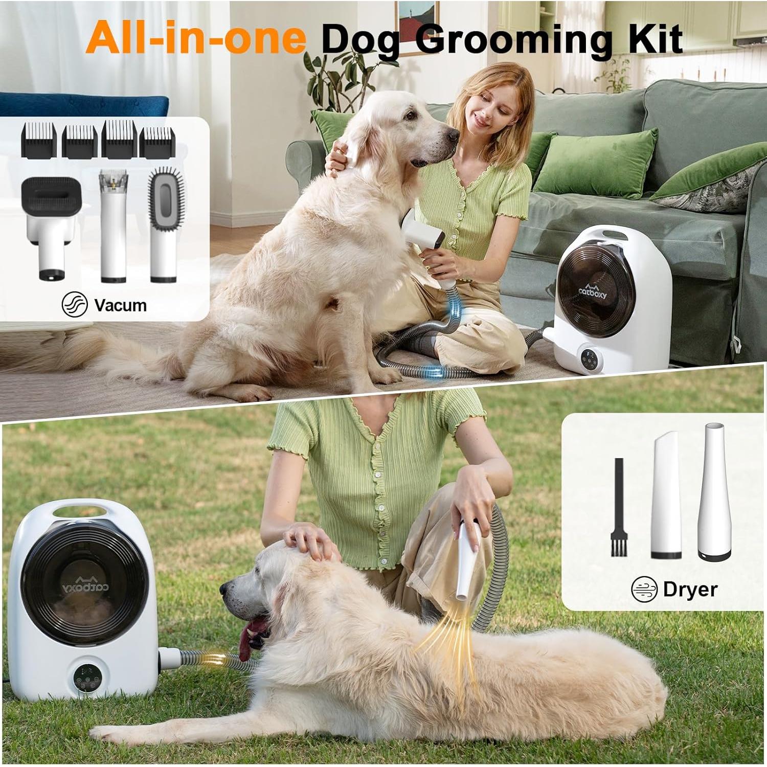 Kit de Aseo para Perros Catboxy 5 en 1 con Secador y Aspiradora