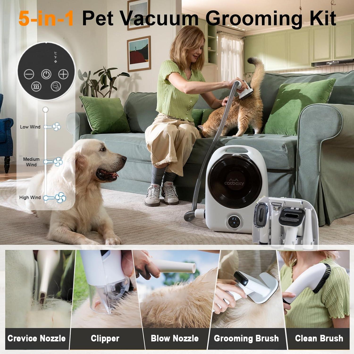 Kit de Aseo para Perros Catboxy 5 en 1 con Secador y Aspiradora