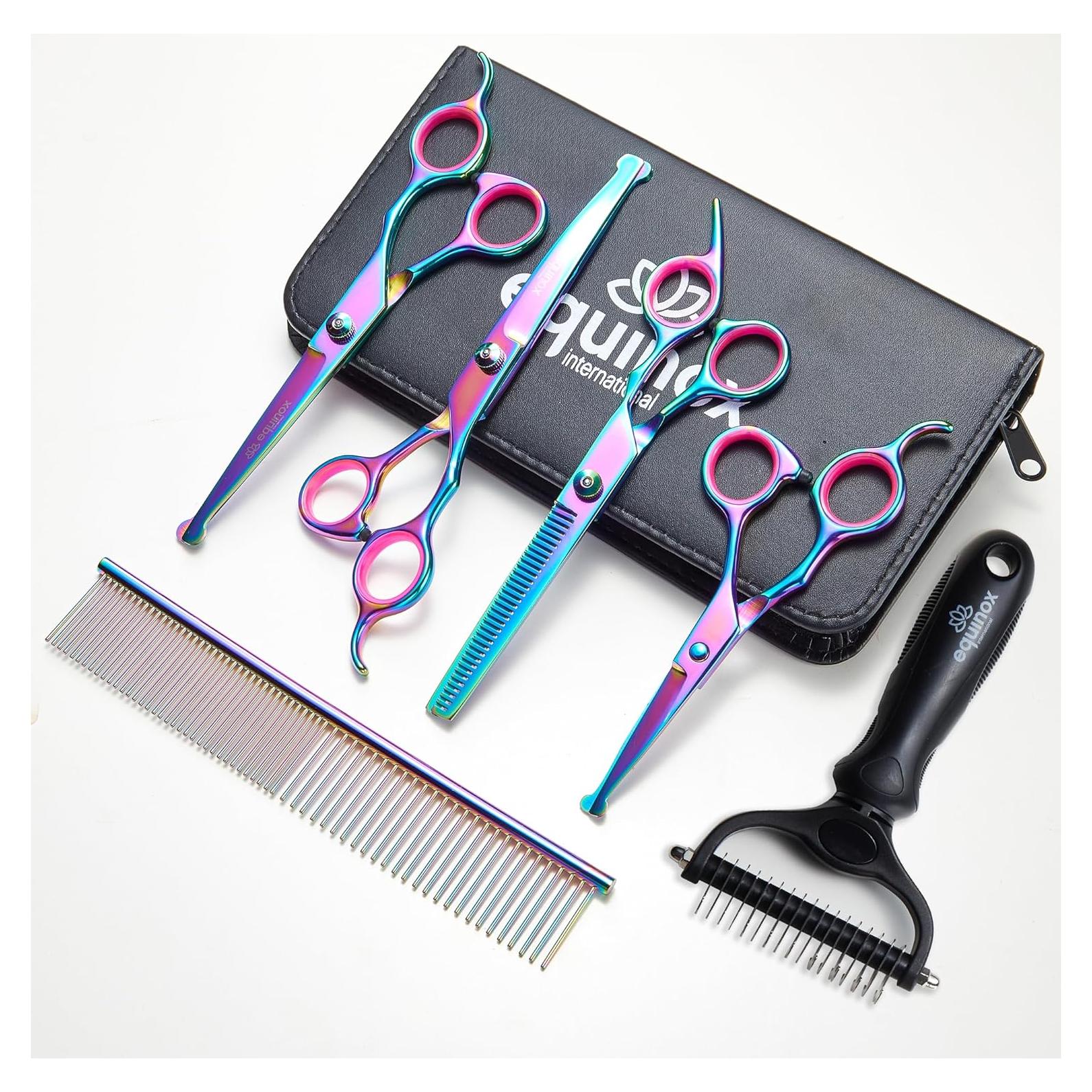 Set de Tijeras para Aseo de Mascotas Equinox 7 en 1