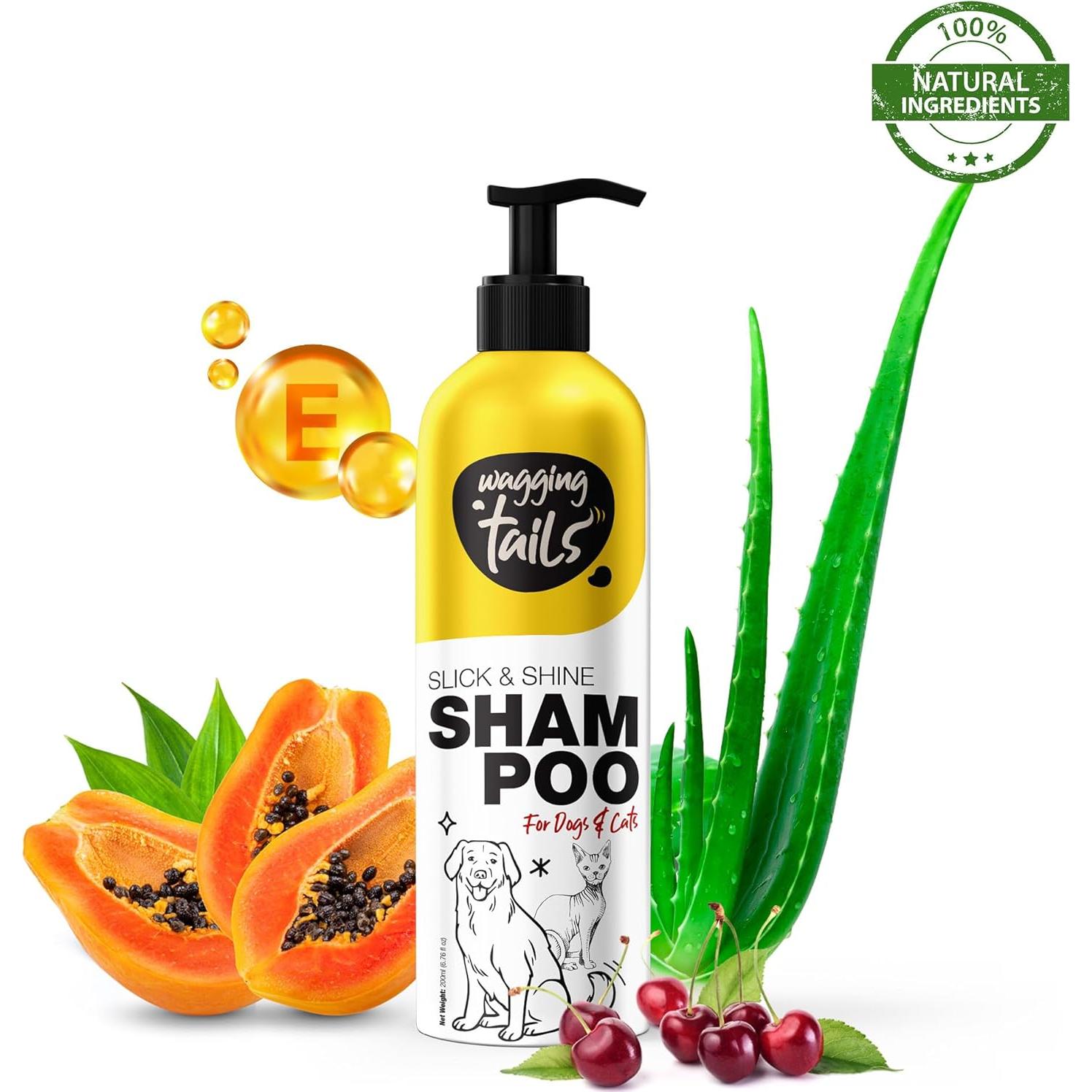 Kit de Aseo 5 en 1 para Mascotas Wagging Tails | Champú 200 ml + Baño Seco 200 ml + Aceite Calmante 200 ml + Mantequilla para Patas 50 ml + Spray para Patas 100 ml