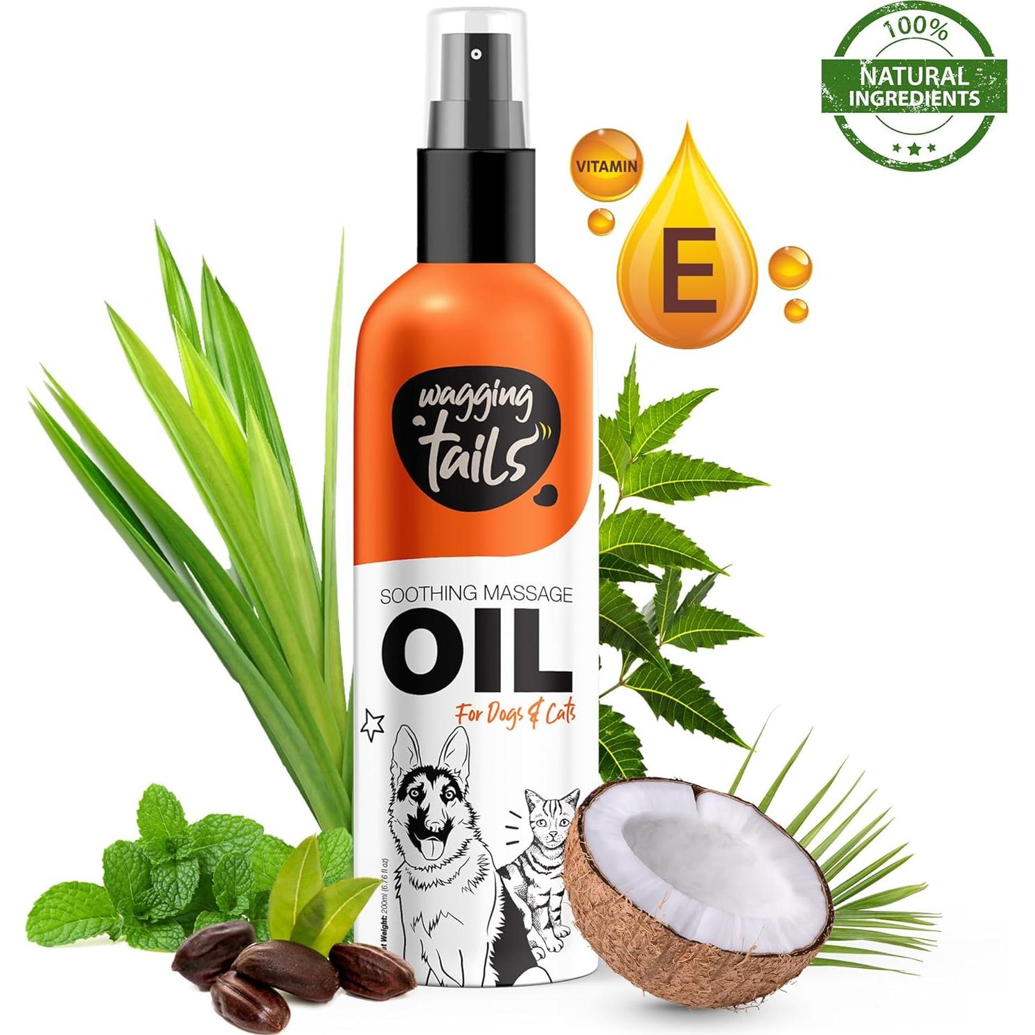 Kit de Aseo 5 en 1 para Mascotas Wagging Tails | Champú 200 ml + Baño Seco 200 ml + Aceite Calmante 200 ml + Mantequilla para Patas 50 ml + Spray para Patas 100 ml