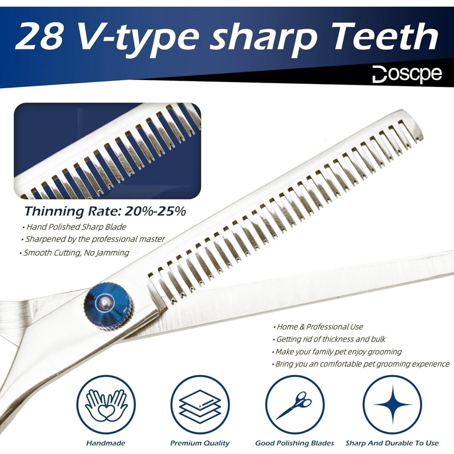 Juego de Tijeras de Aseo Profesional Doscpe 6 en 1 para Mascotas