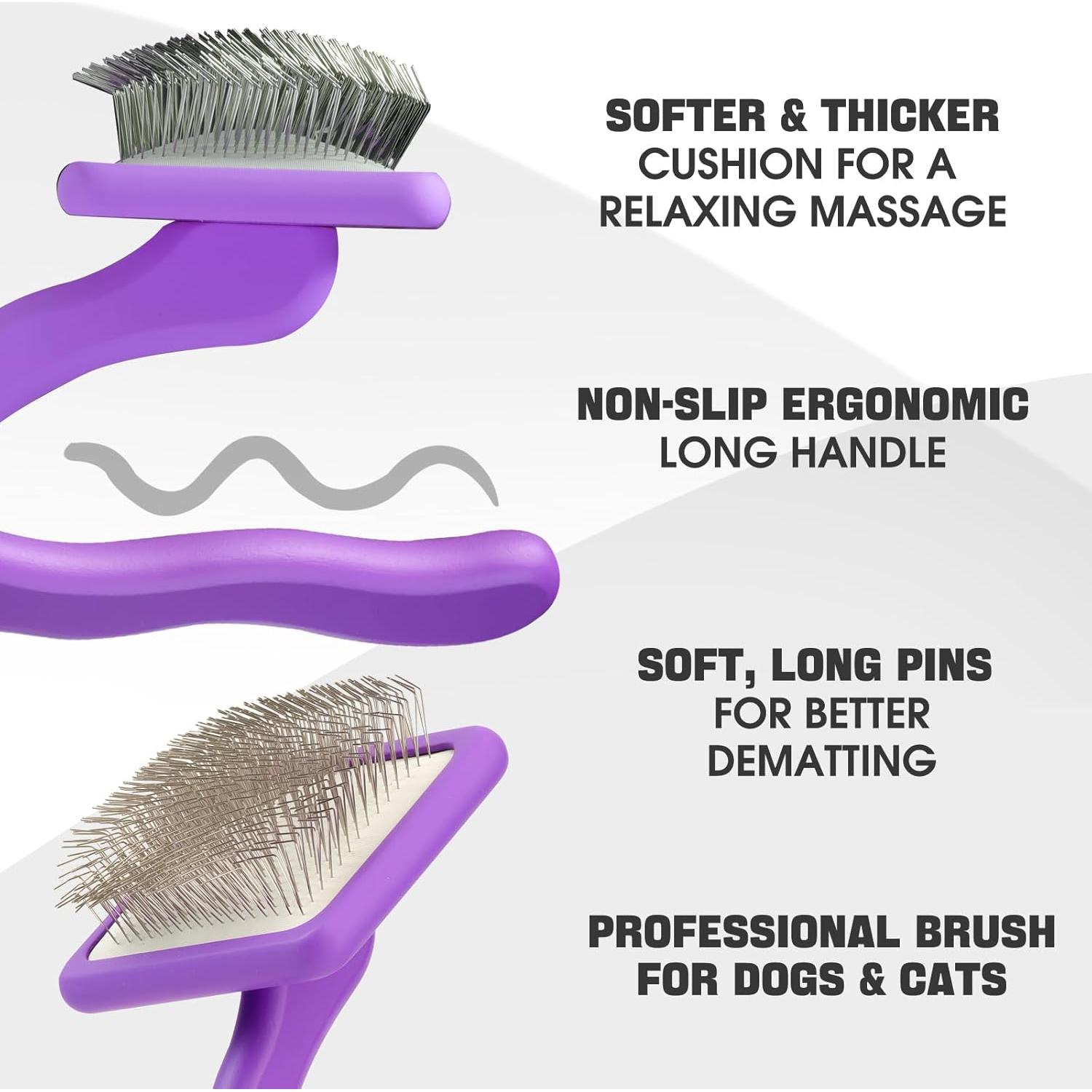 Kit de Aseo para Perros Bonteck 4PCS - Cepillo Slicker y Peine