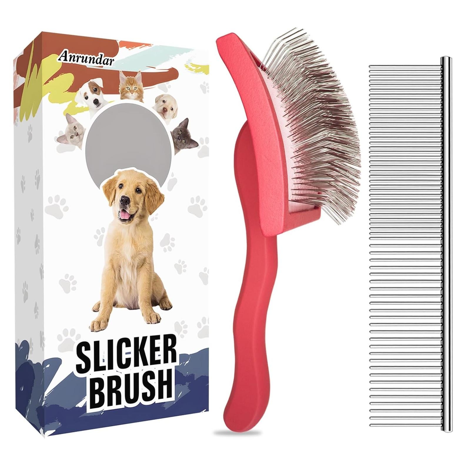 Cepillo Slicker Anrundar para Perros y Gatos - Rojo, Grande