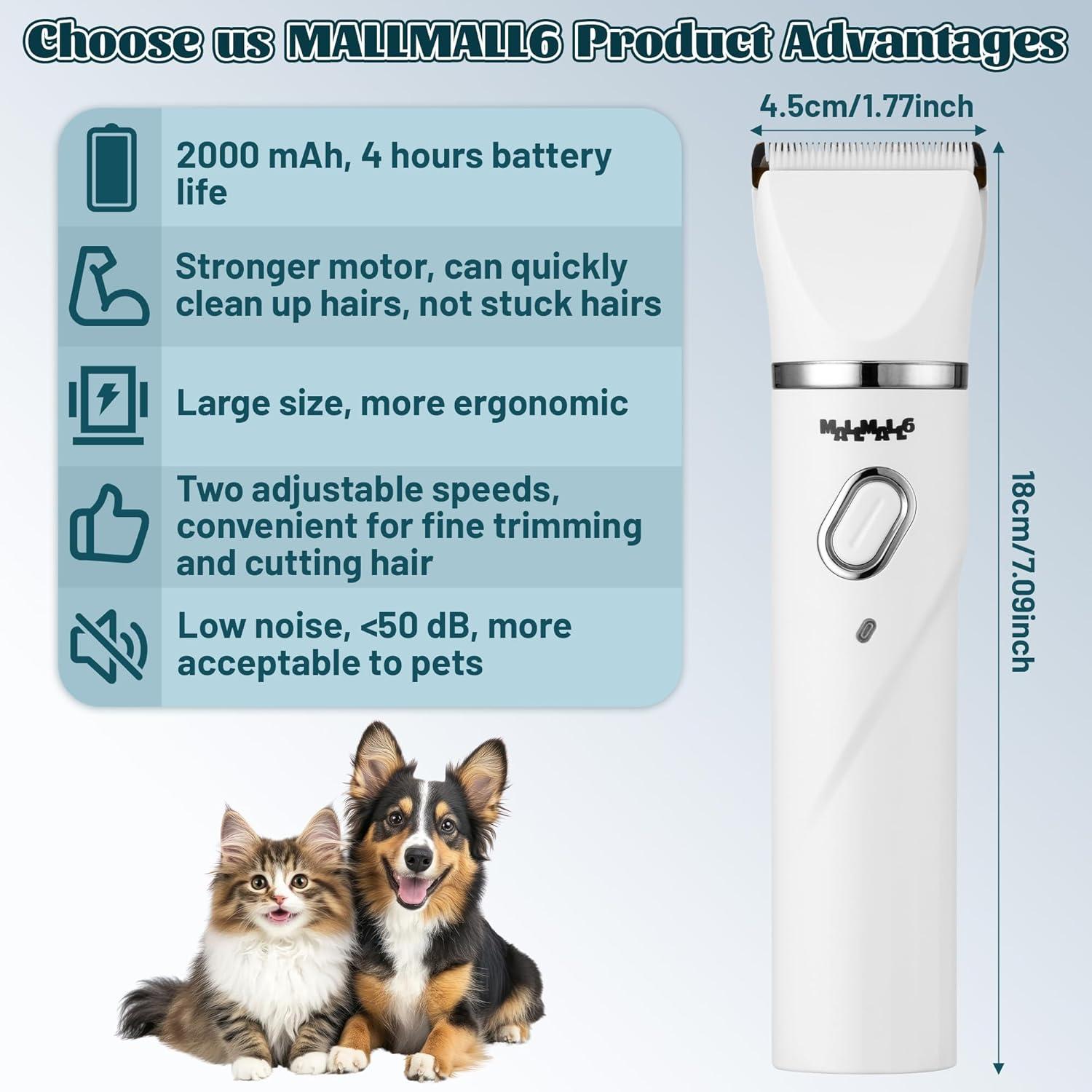 Kit de Aseo para Perros MALLMALL6 4 en 1 Batería 2000mAh