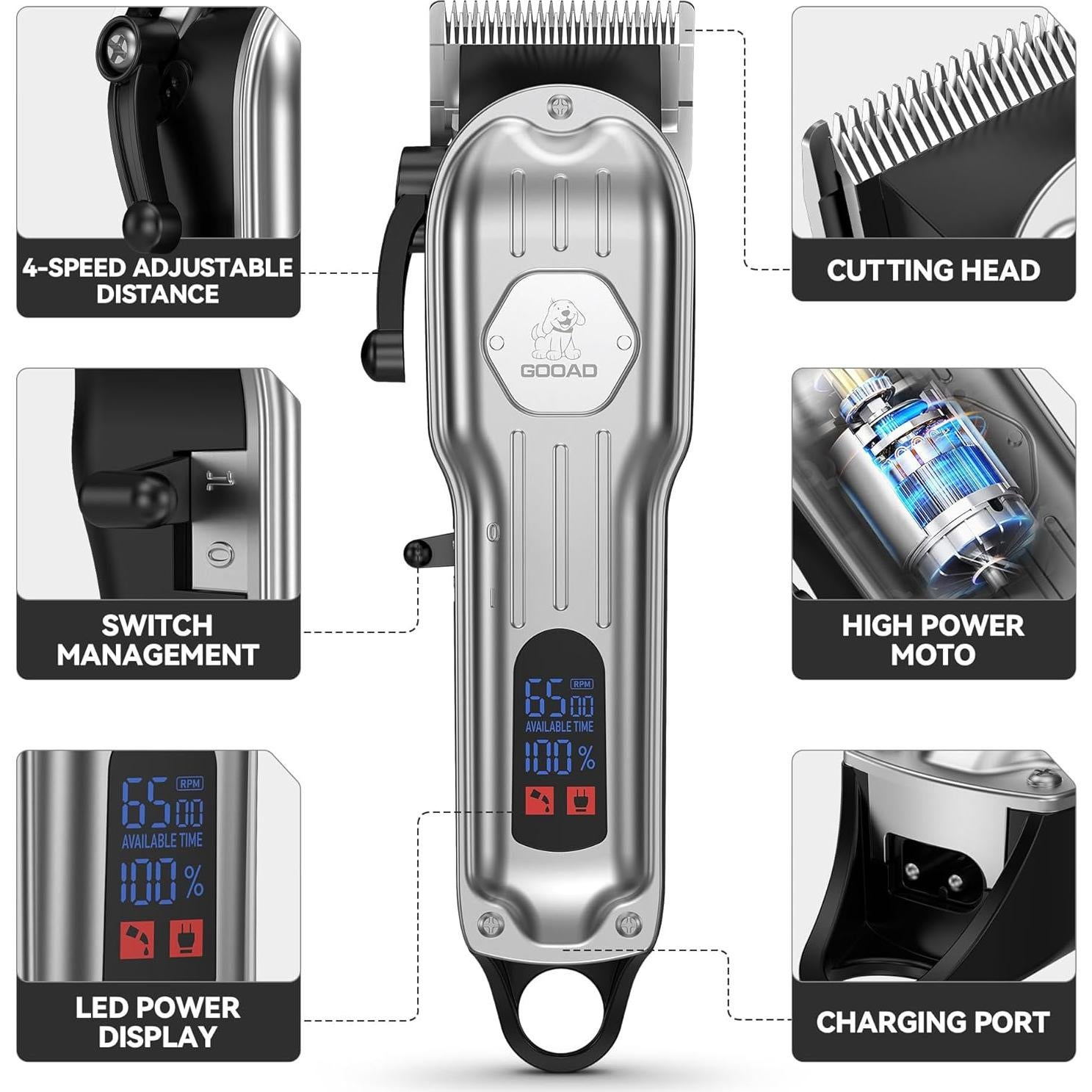 Cortadora de Pelo para Perros Gooad Recargable Plata 240 min