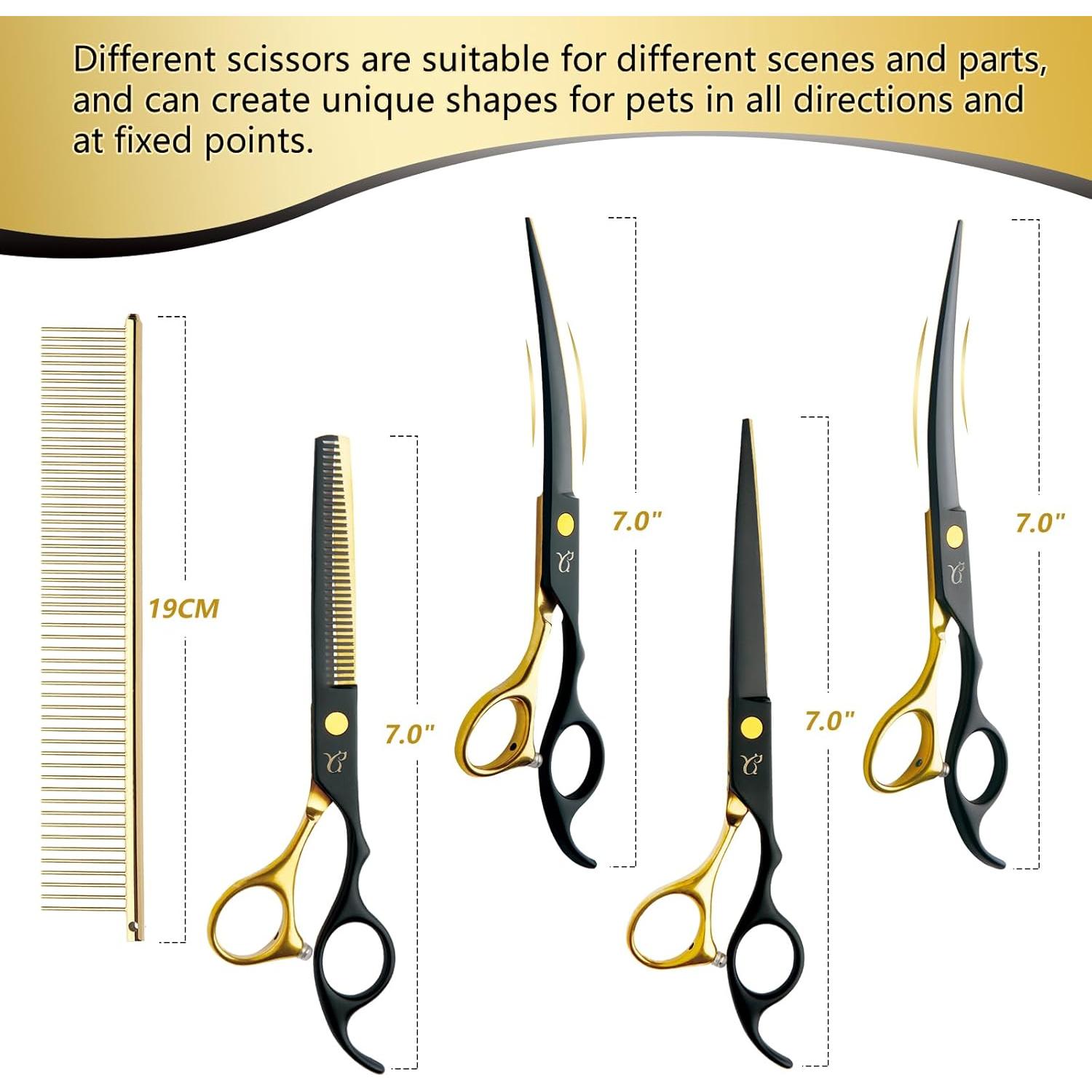 Kit de Tijeras para Acicalar Perros Citywish 5 en 1 Acero Inoxidable