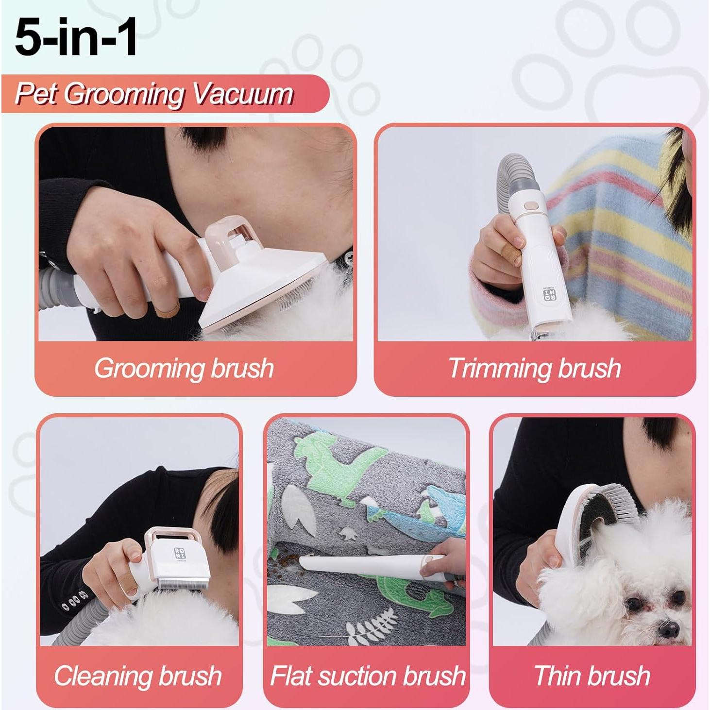 Kit Aspiradora y Acicalamiento Romiromi 5 en 1 para Mascotas