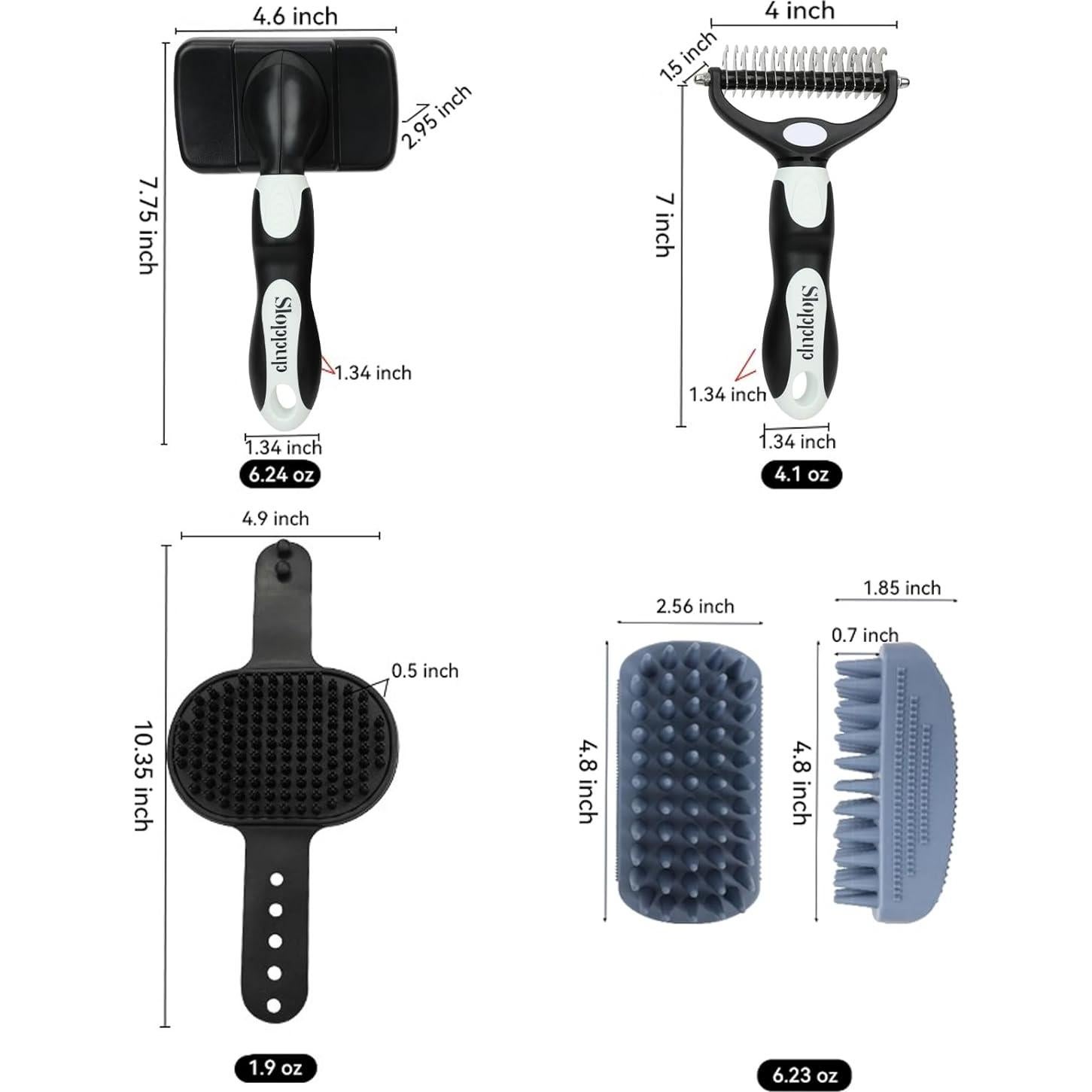 Kit de Cepillos para Mascotas PETIMP 4 en 1 para Perros y Gatos