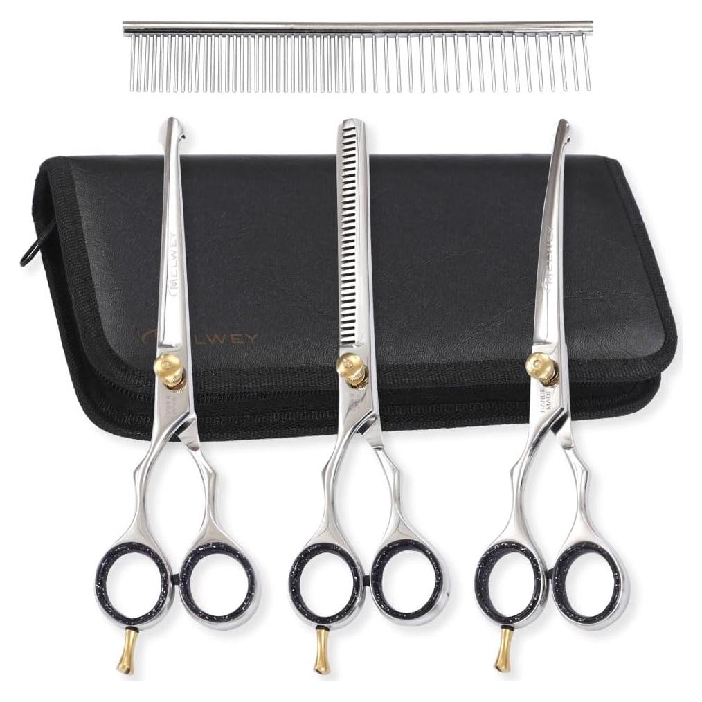 Tijeras de Aseo para Perros MELWEY - Zurdas 19.56 cm Punta Redonda