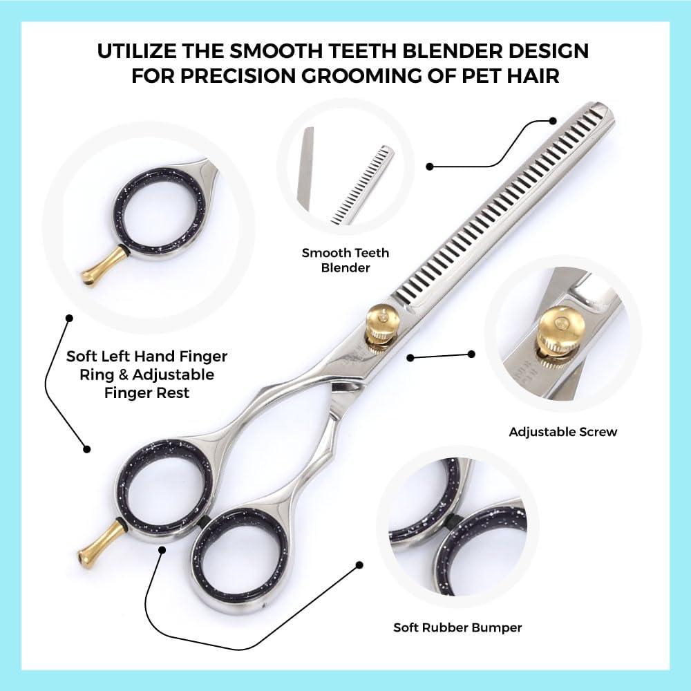 Tijeras de Aseo para Perros MELWEY - Zurdas 19.56 cm Punta Redonda