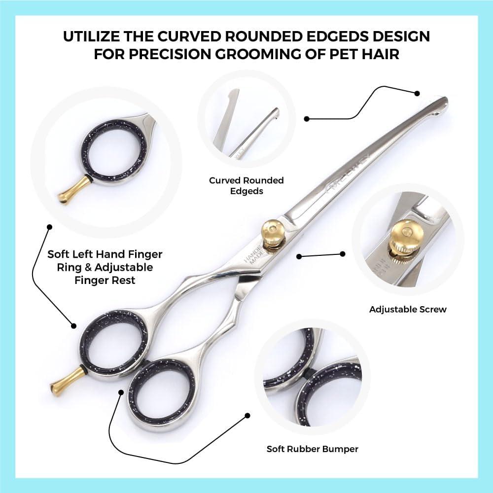 Tijeras de Aseo para Perros MELWEY - Zurdas 19.56 cm Punta Redonda