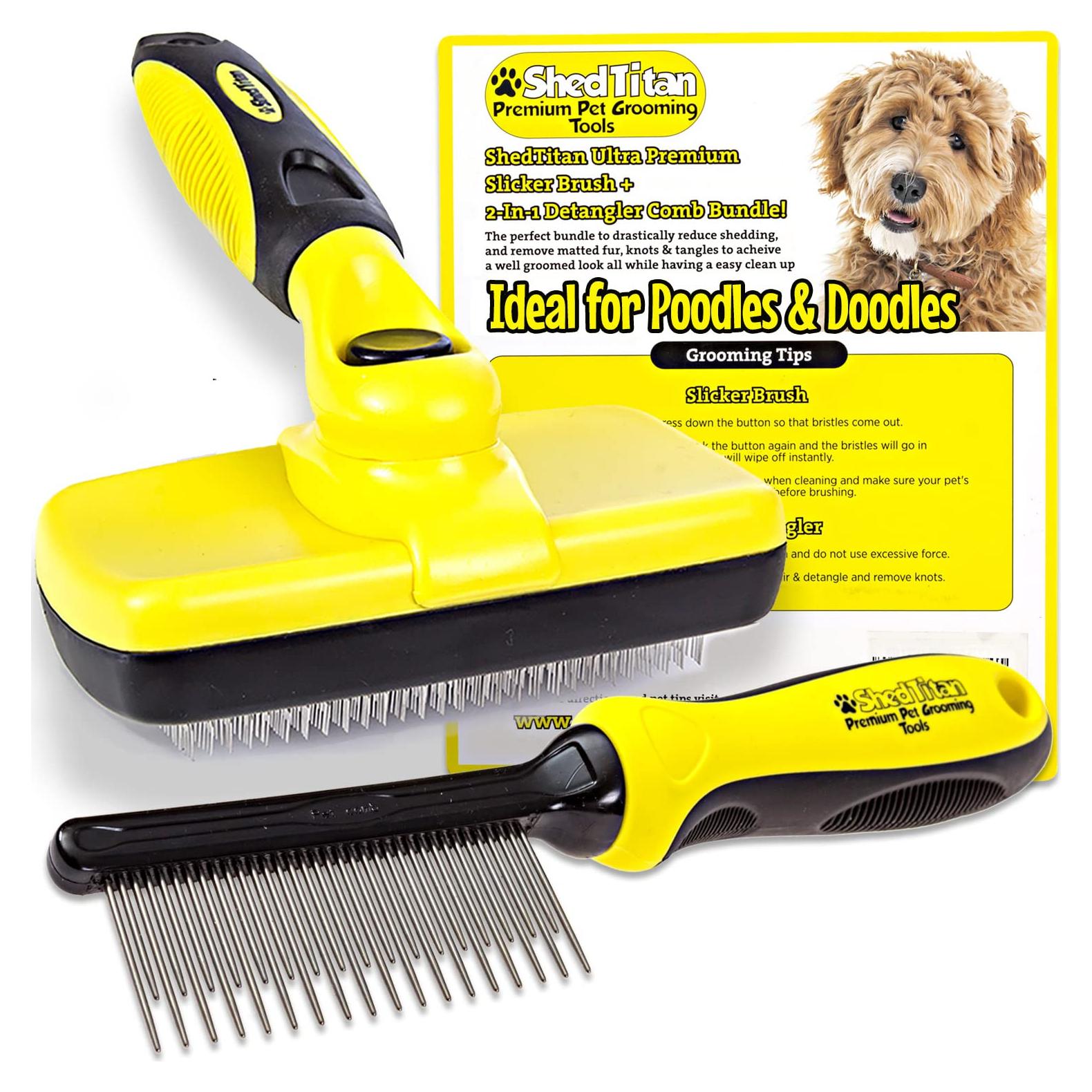 Kit de Cepillo Slicker y Peine Desenredante Bigwig para Perros y Gatos