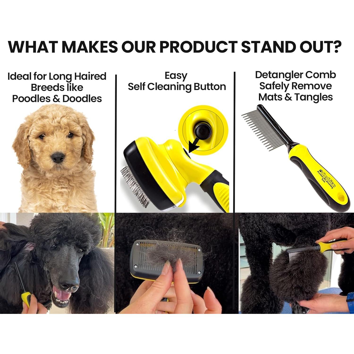 Kit de Cepillo Slicker y Peine Desenredante Bigwig para Perros y Gatos