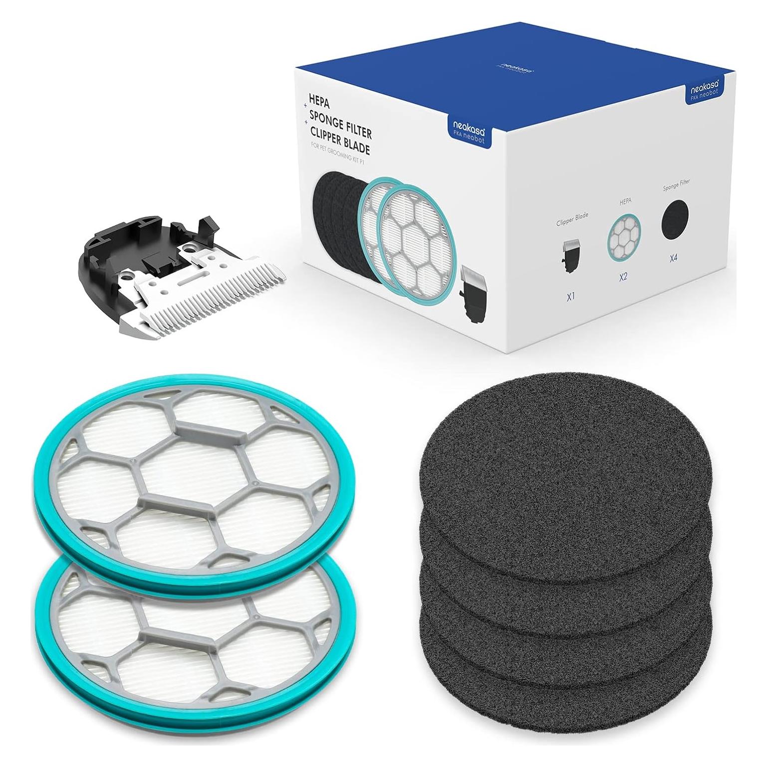Sponge Filter, Clipper Blade, HEPA for P1 Pro Pet Grooming Kit & Vacuum