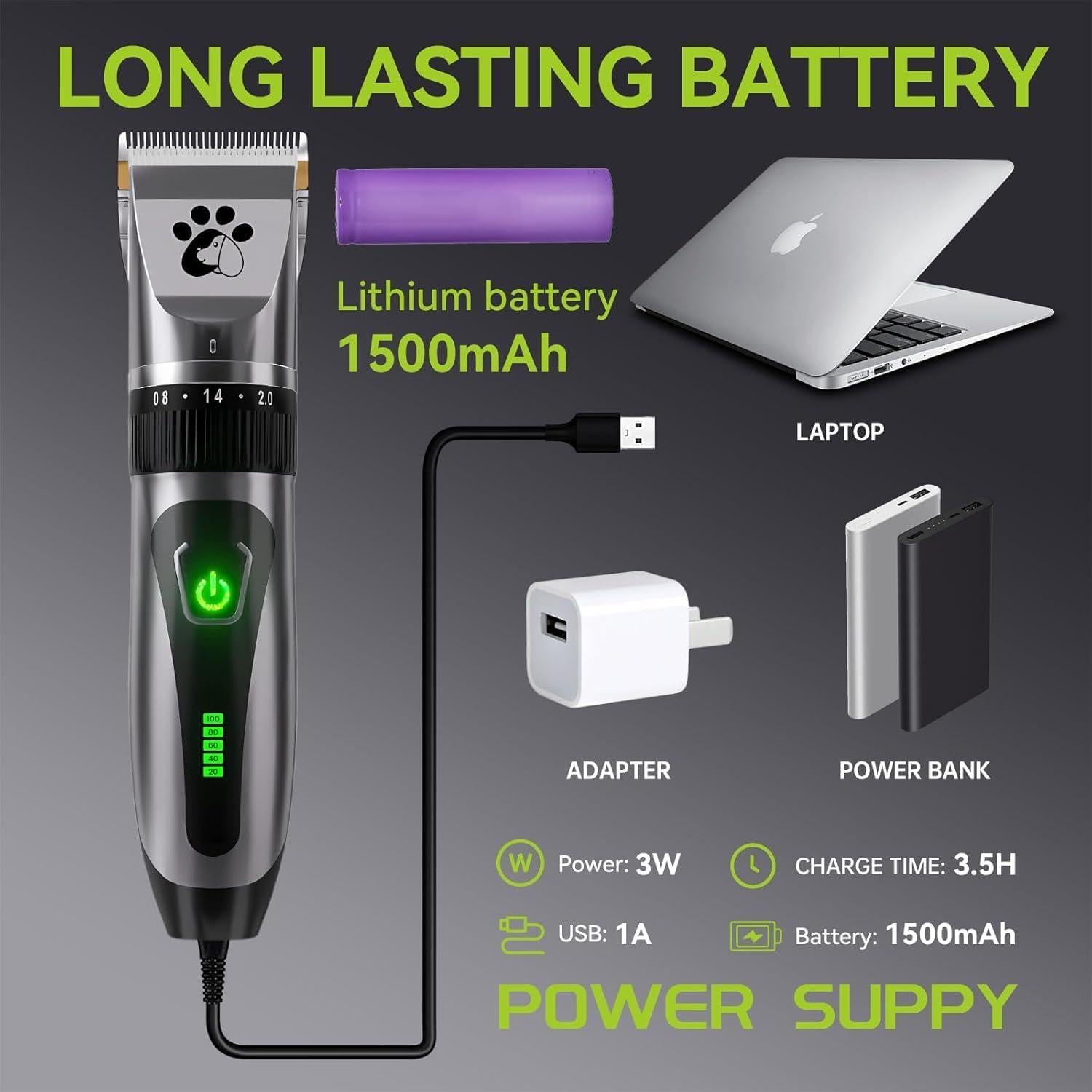 Cortadora de Pelo para Mascotas Coldspot B728 Inalámbrica 2 Velocidades