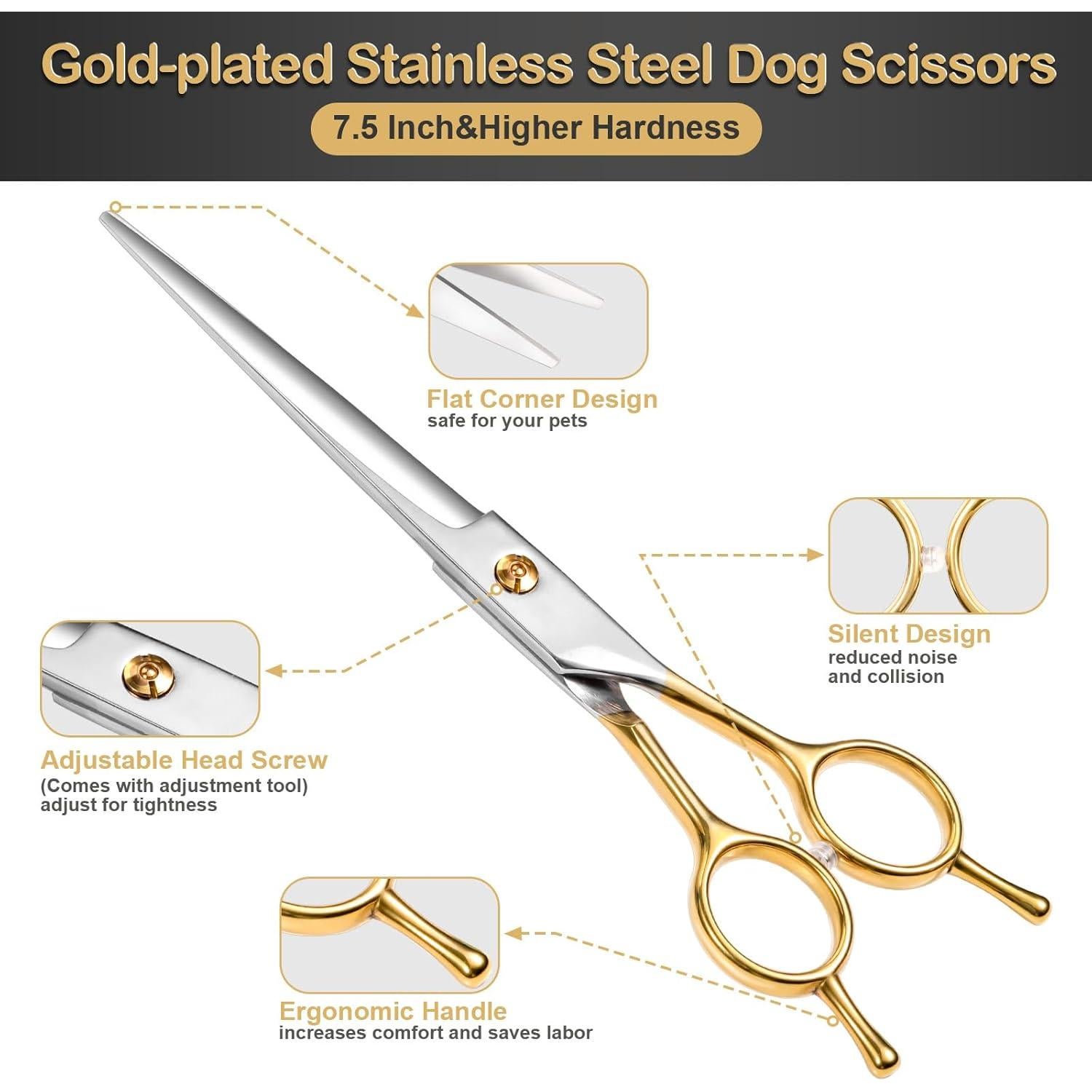 Juego de Tijeras para Aseo de Perros FunnyFox 6 en 1